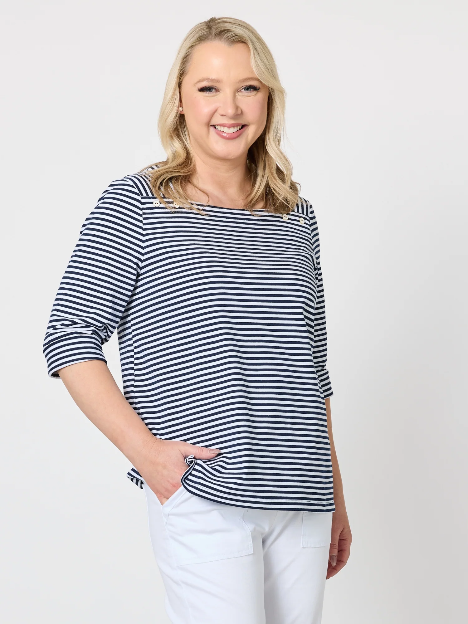 New Mariner Stripe Tee - Navy/White