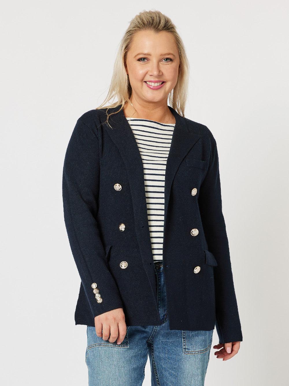 Lucy Knit Blazer Jacket - Navy