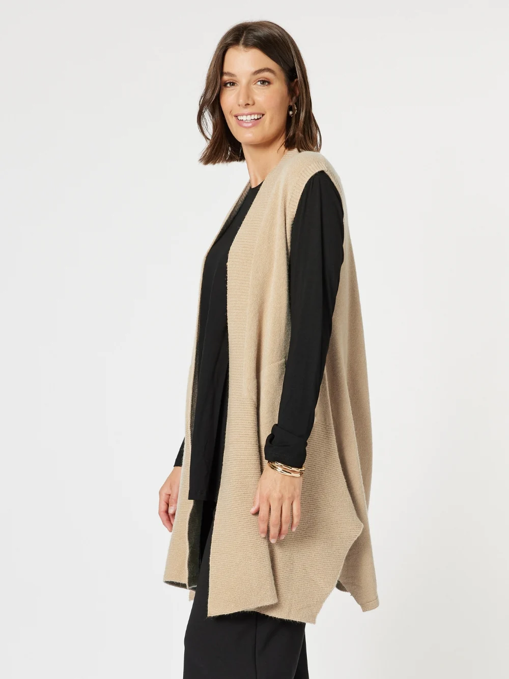 Casa Longline Knit Vest - Natural