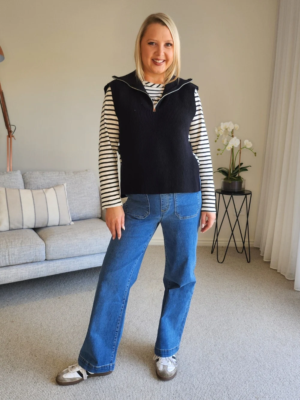 Tribeca Side Button Knit Vest - Black