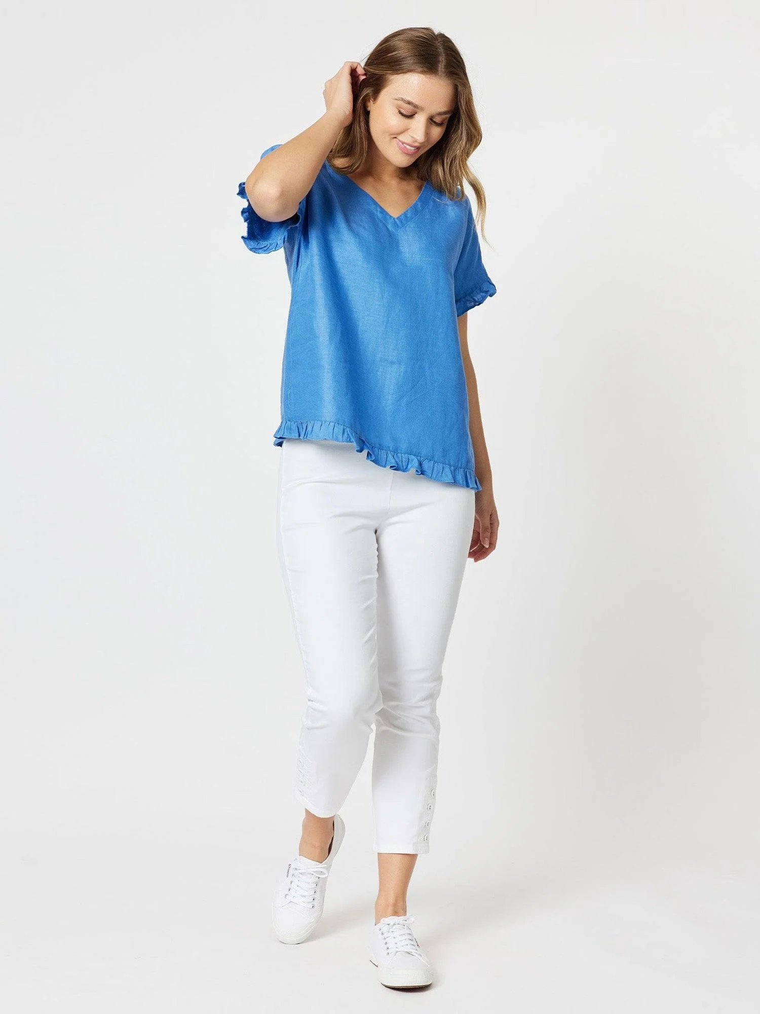 Charlie Cotton Twill Stretch Capri Pant - White