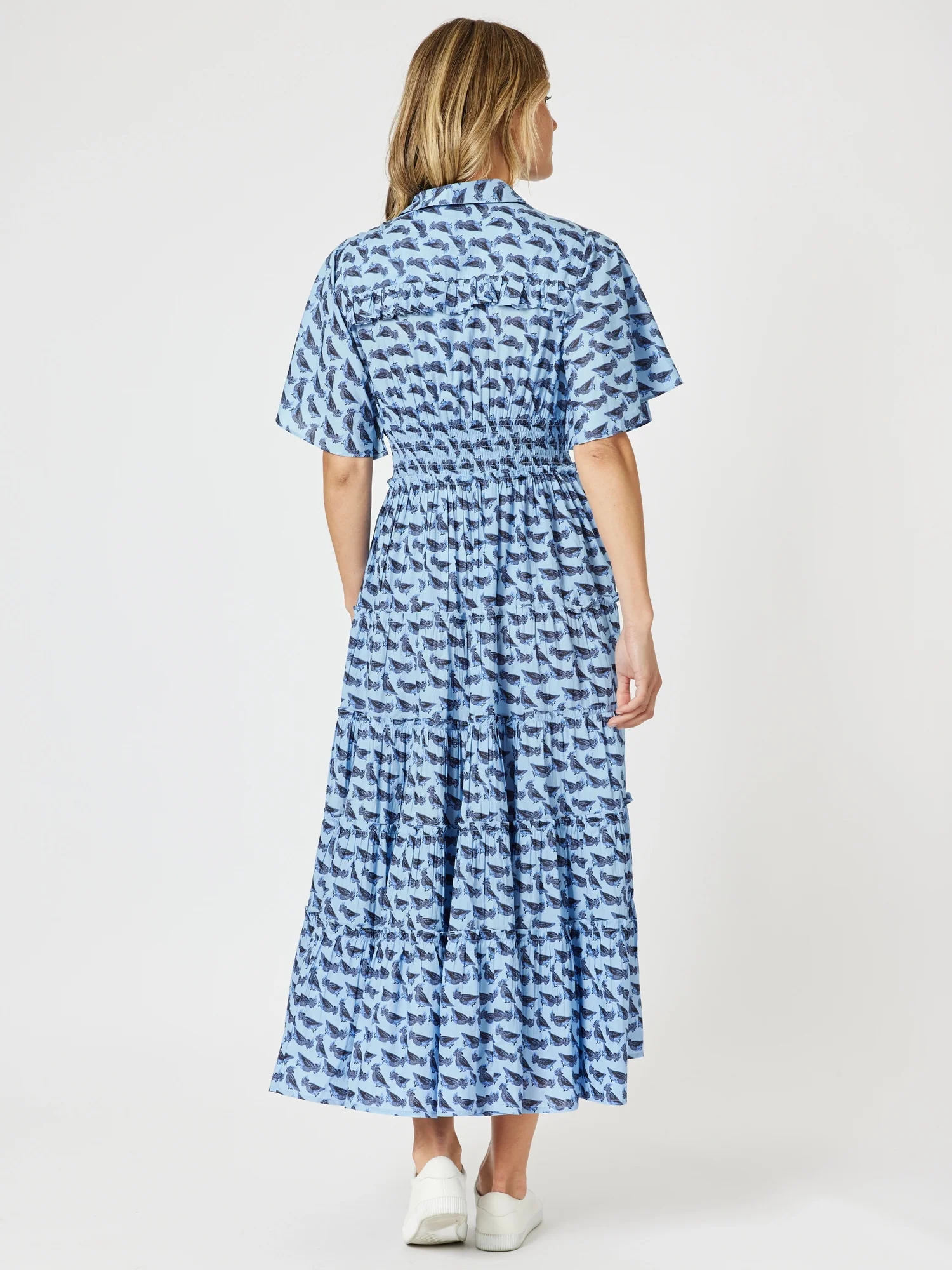 Blue Cockatoo Print Dress - Blue
