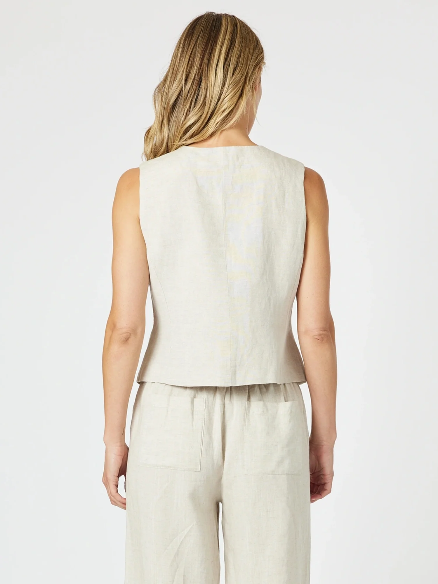 Lino Short Vest - Natural