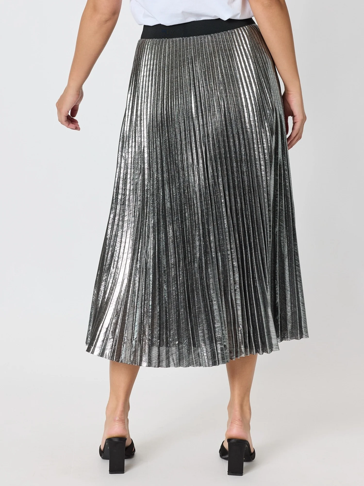 Shimmer Pleated Skirt - Silver