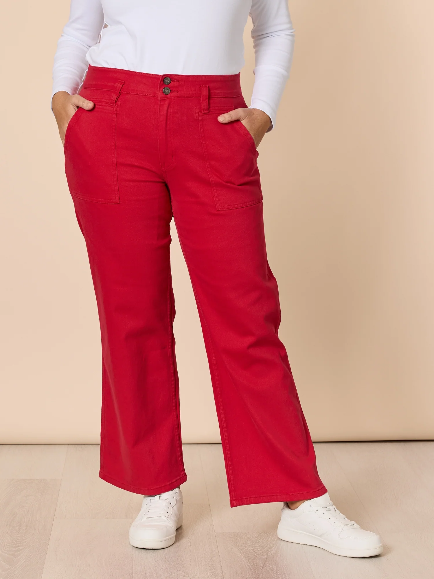 Hudson High Rise Wide Leg Jean - Red