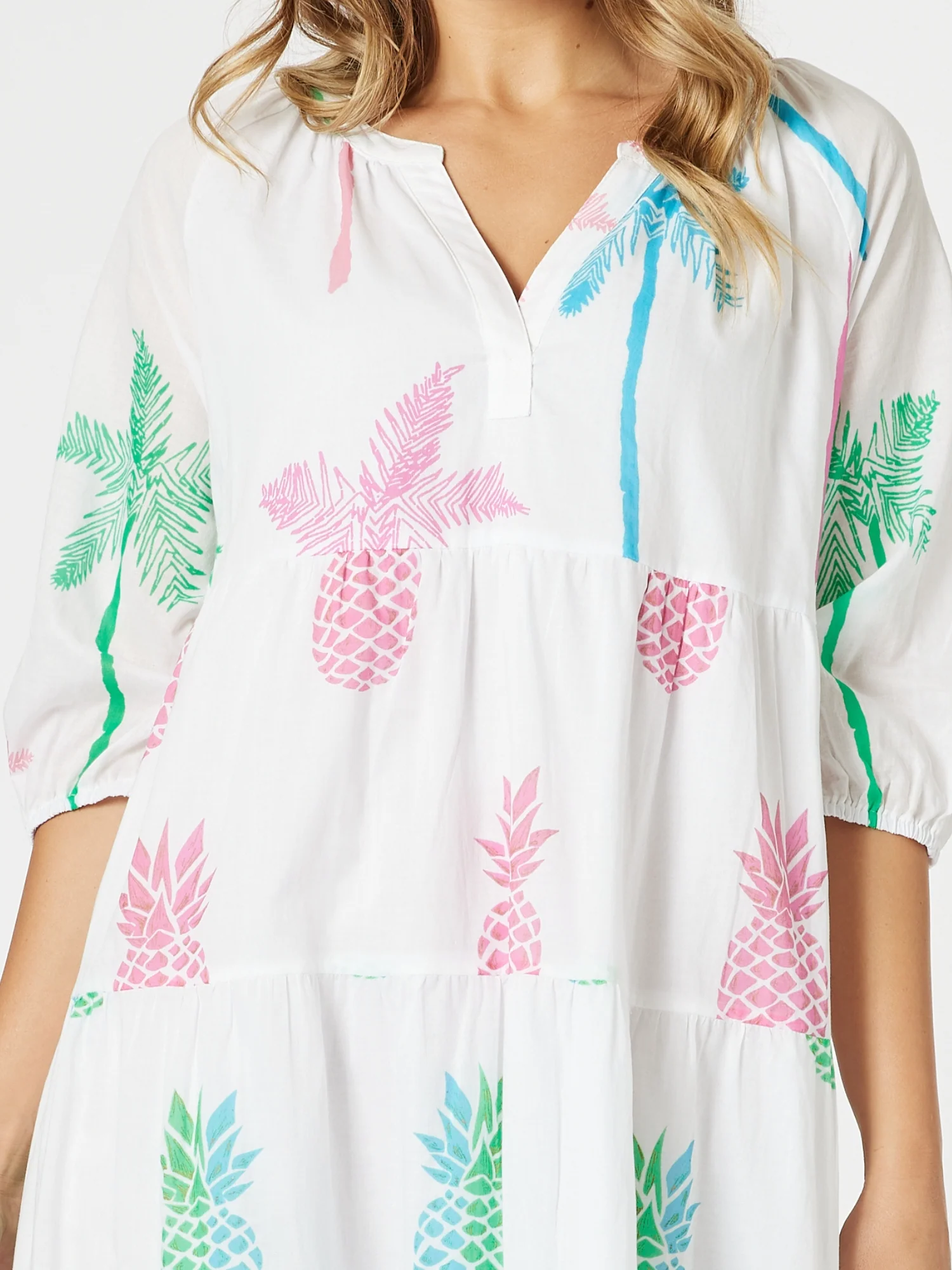 Pina Colada Pineapple Print Dress - White Multi