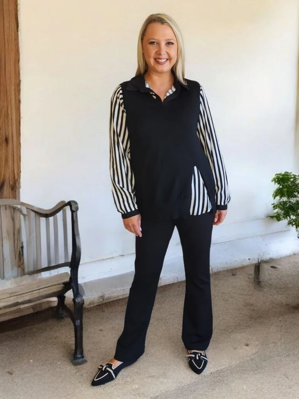 Vicky Side Split Knit Vest - Black