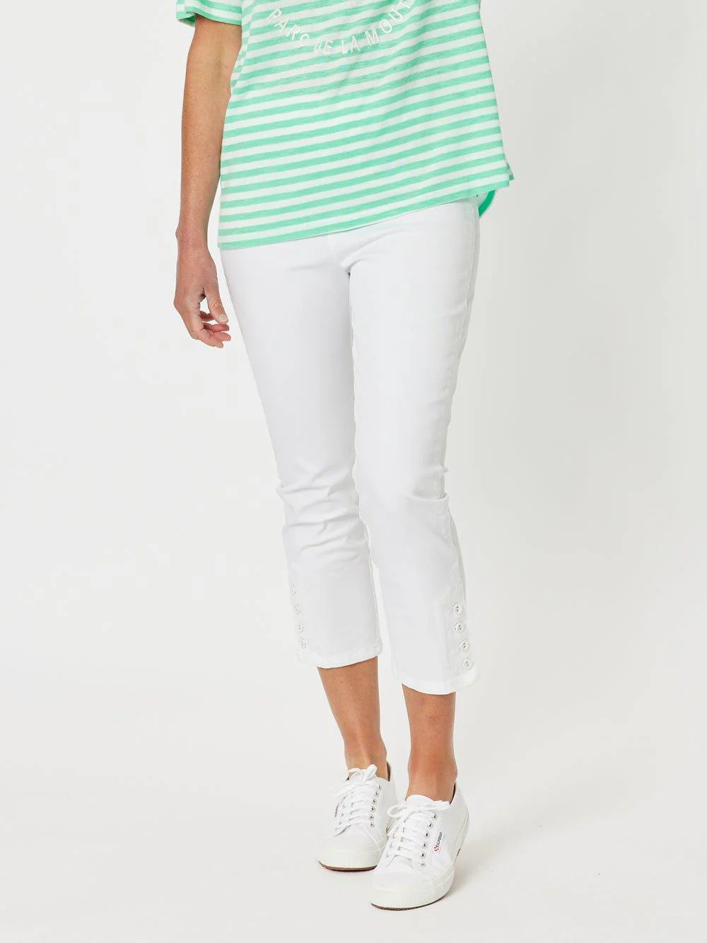 Charlie Cotton Twill Stretch Capri Pant - White