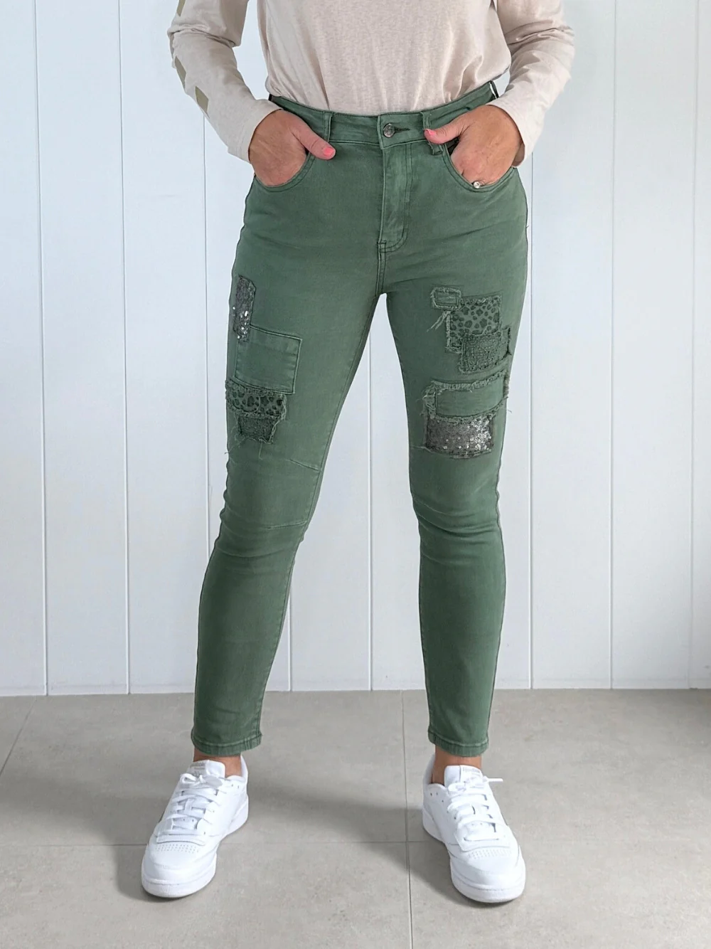 All That Jazz Applique Jean - Khaki