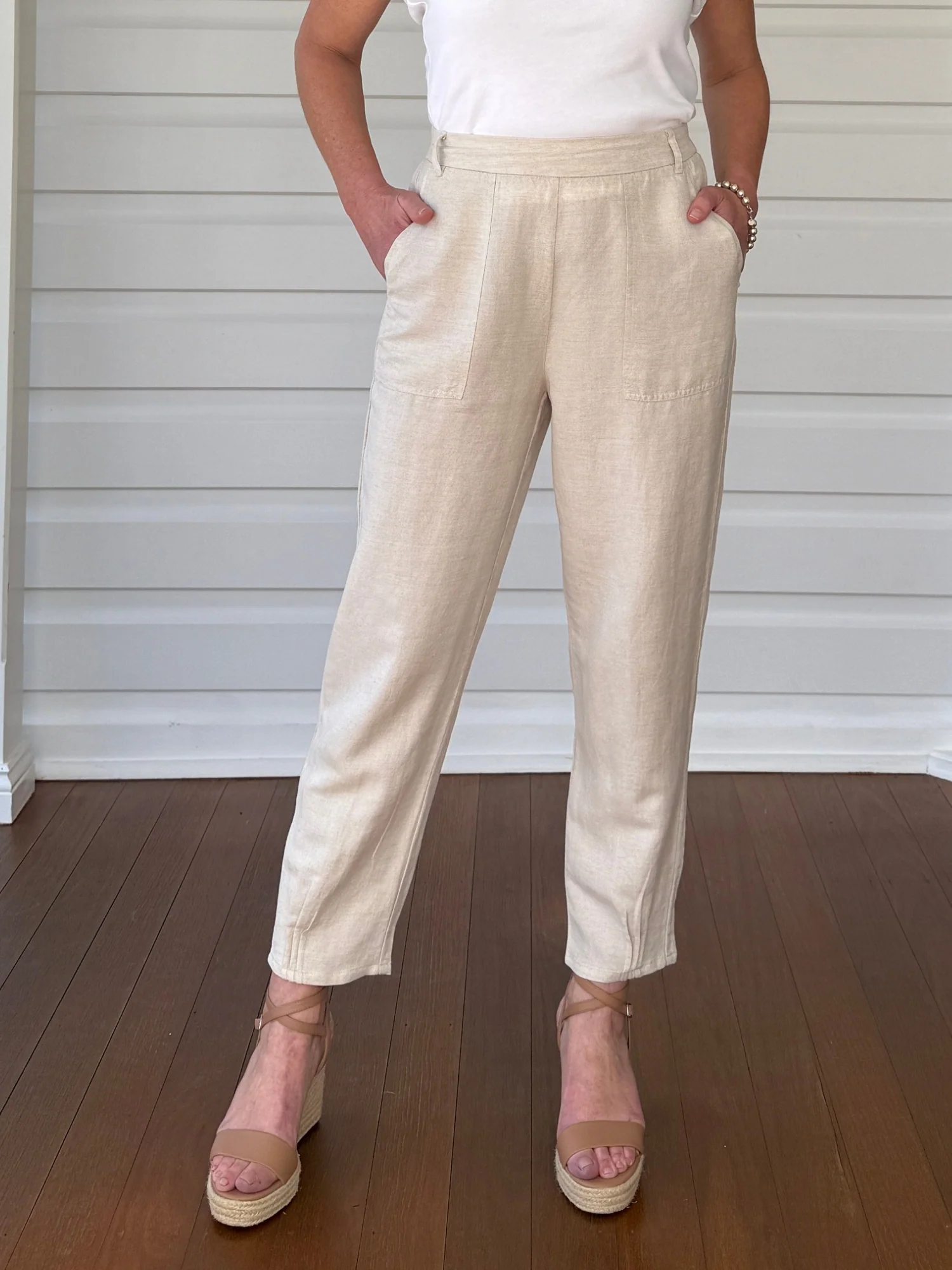 Lino Tapered Pant - Natural