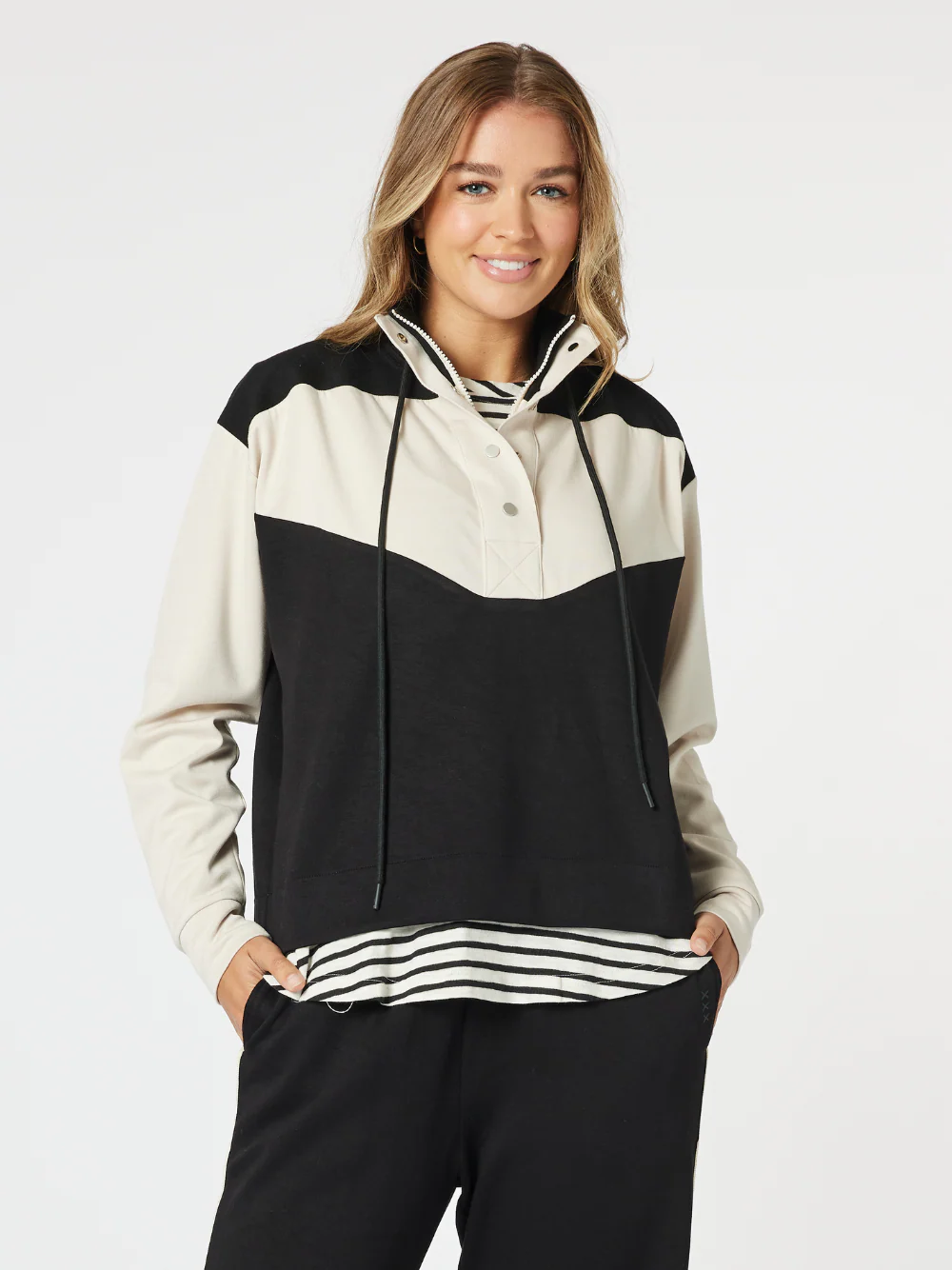 Spliced Zip Sweatshirt - Black/Chalk