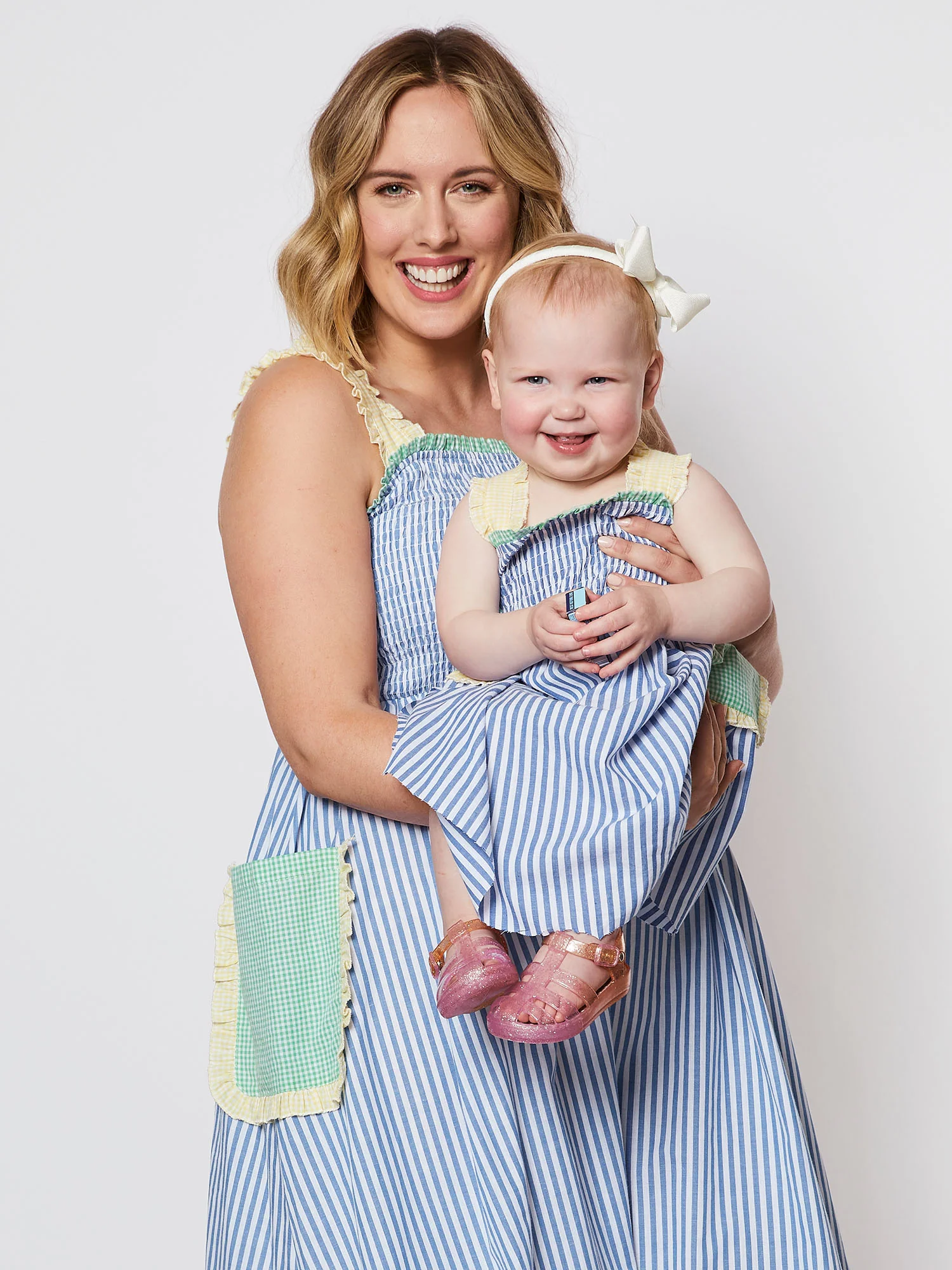 Shirred Pocket Dress Mini Me - Sky Blue