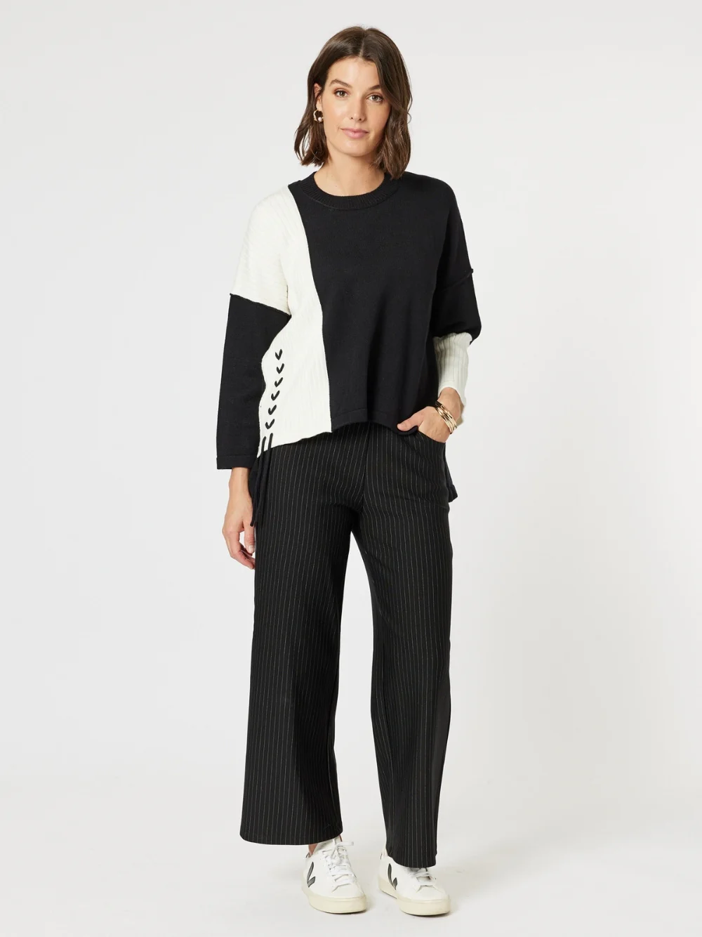 Mode Splice Knit - Black/Ivory