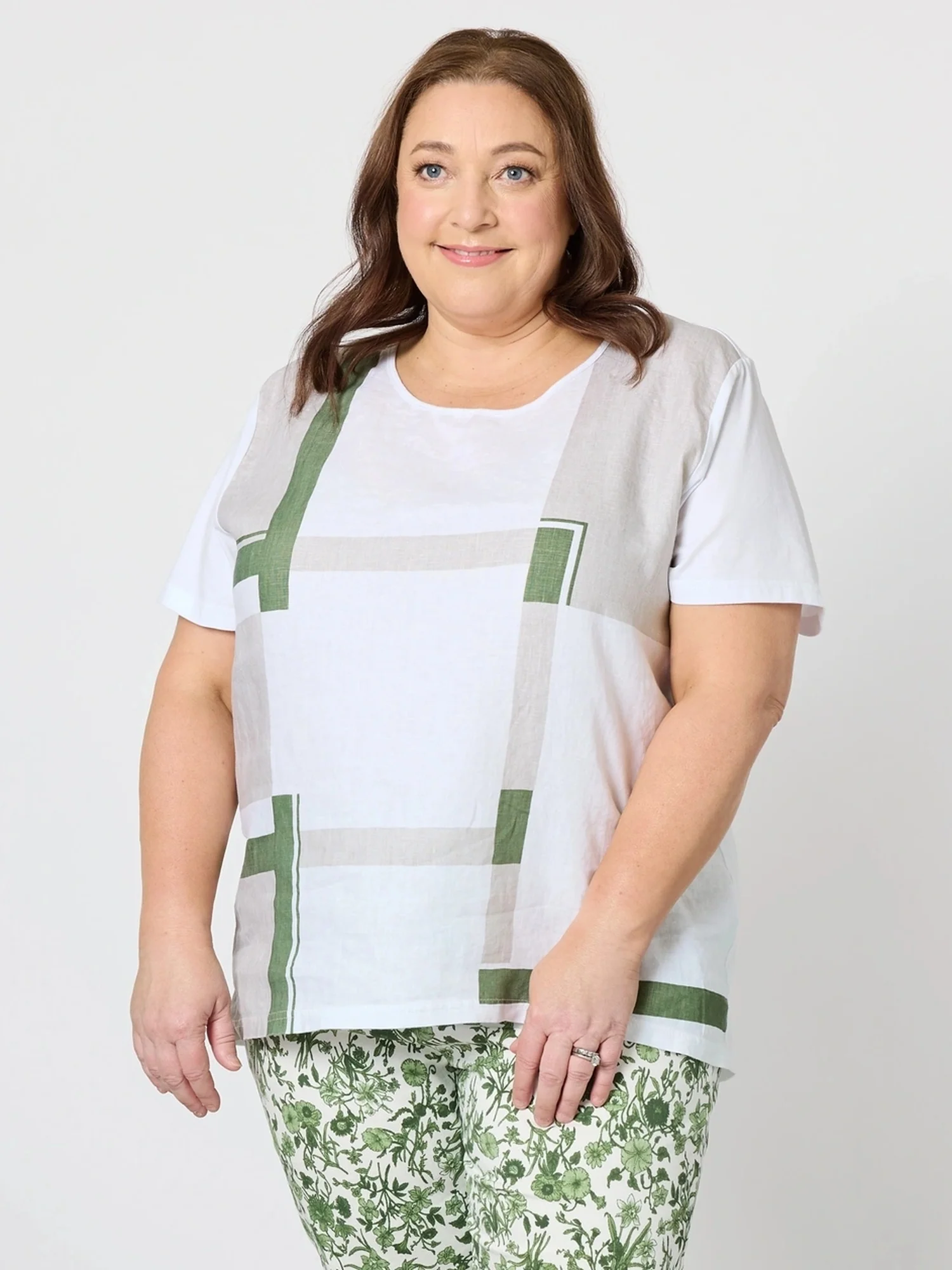 Geometric Print Top - White Basil