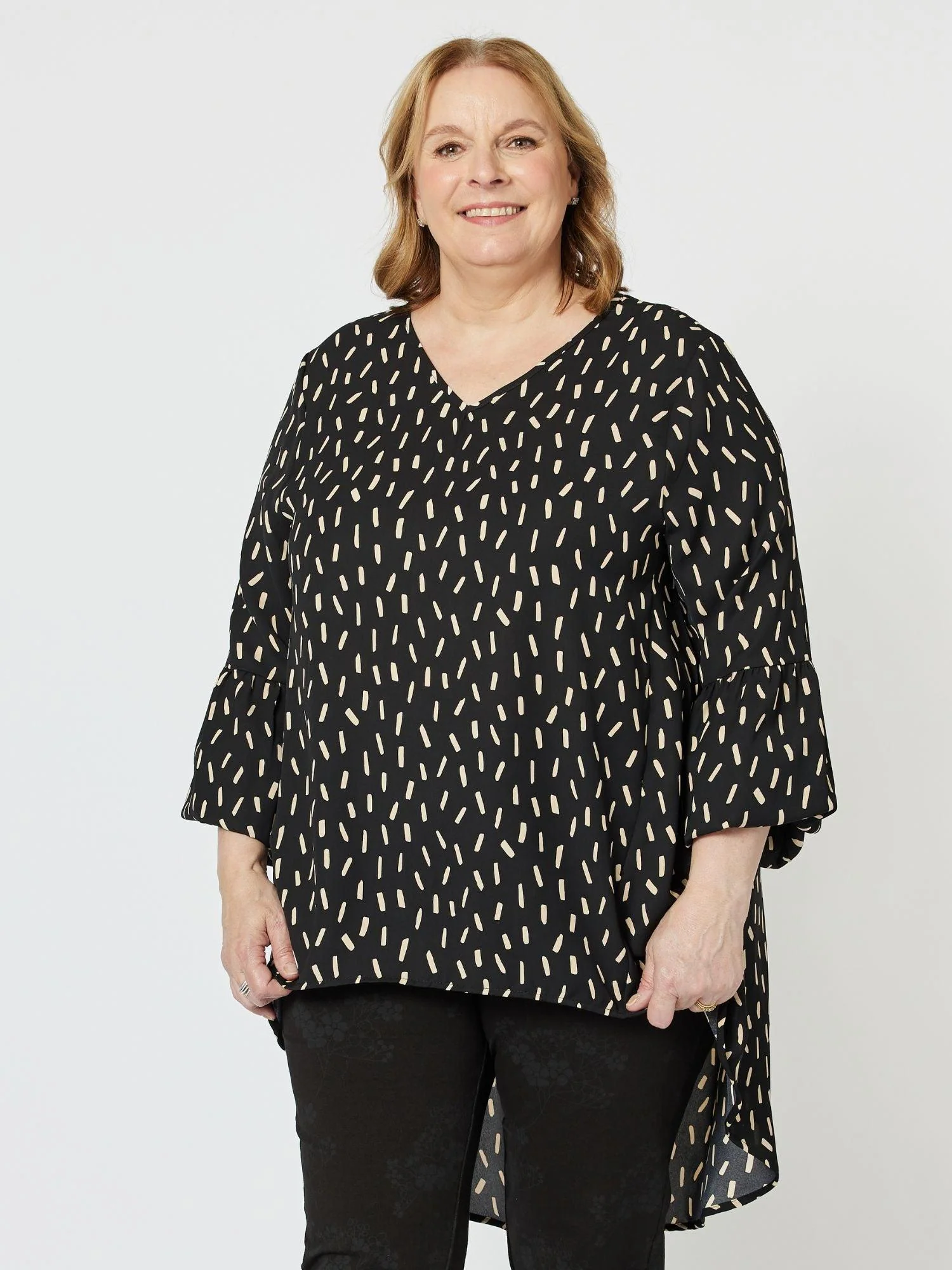 Kimmy Print Top - Black