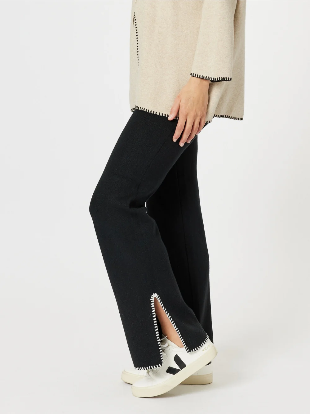 Cosy Split Hem Pant - Black