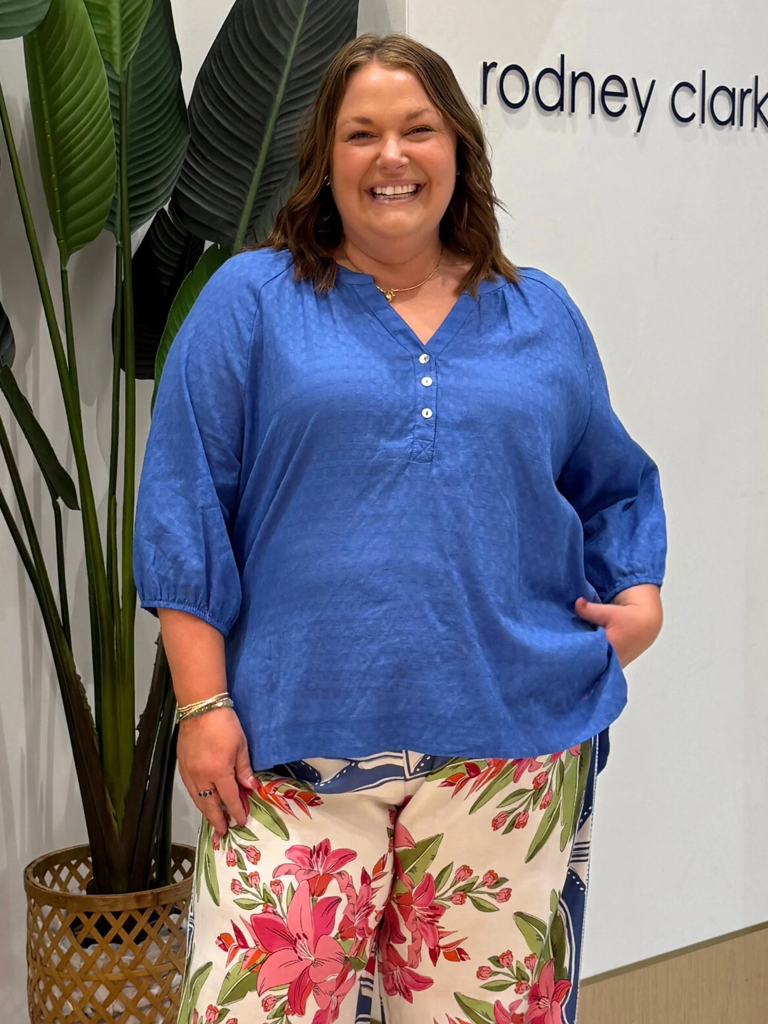 Mykonos Check Blouse - Sardinia Blue