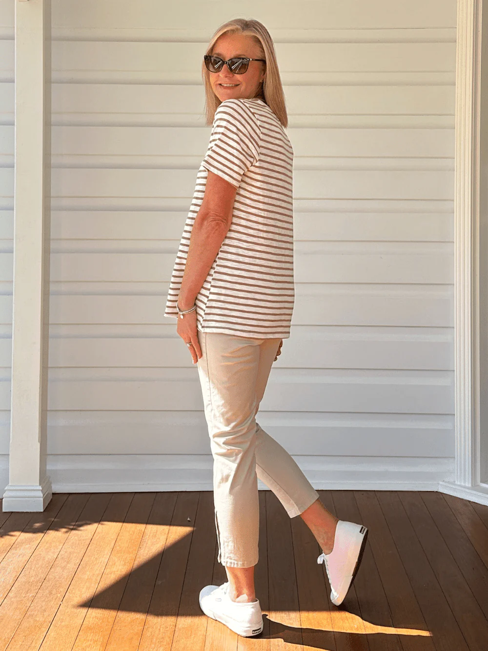 Charlie Cotton Twill Stretch Capri Pant - Natural