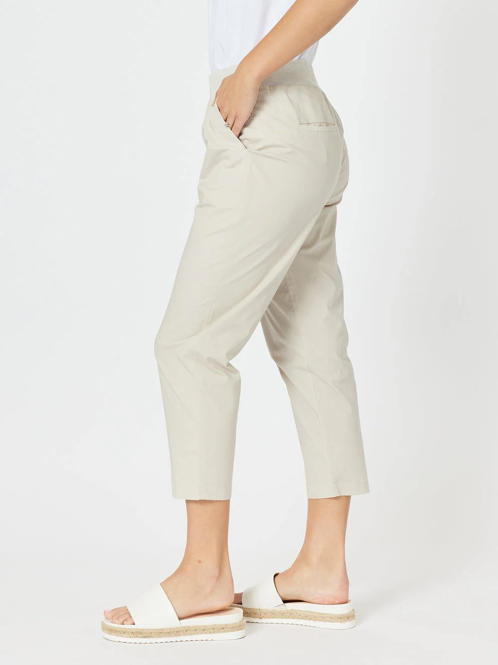 Santorini Cotton Capri Pant - Stone