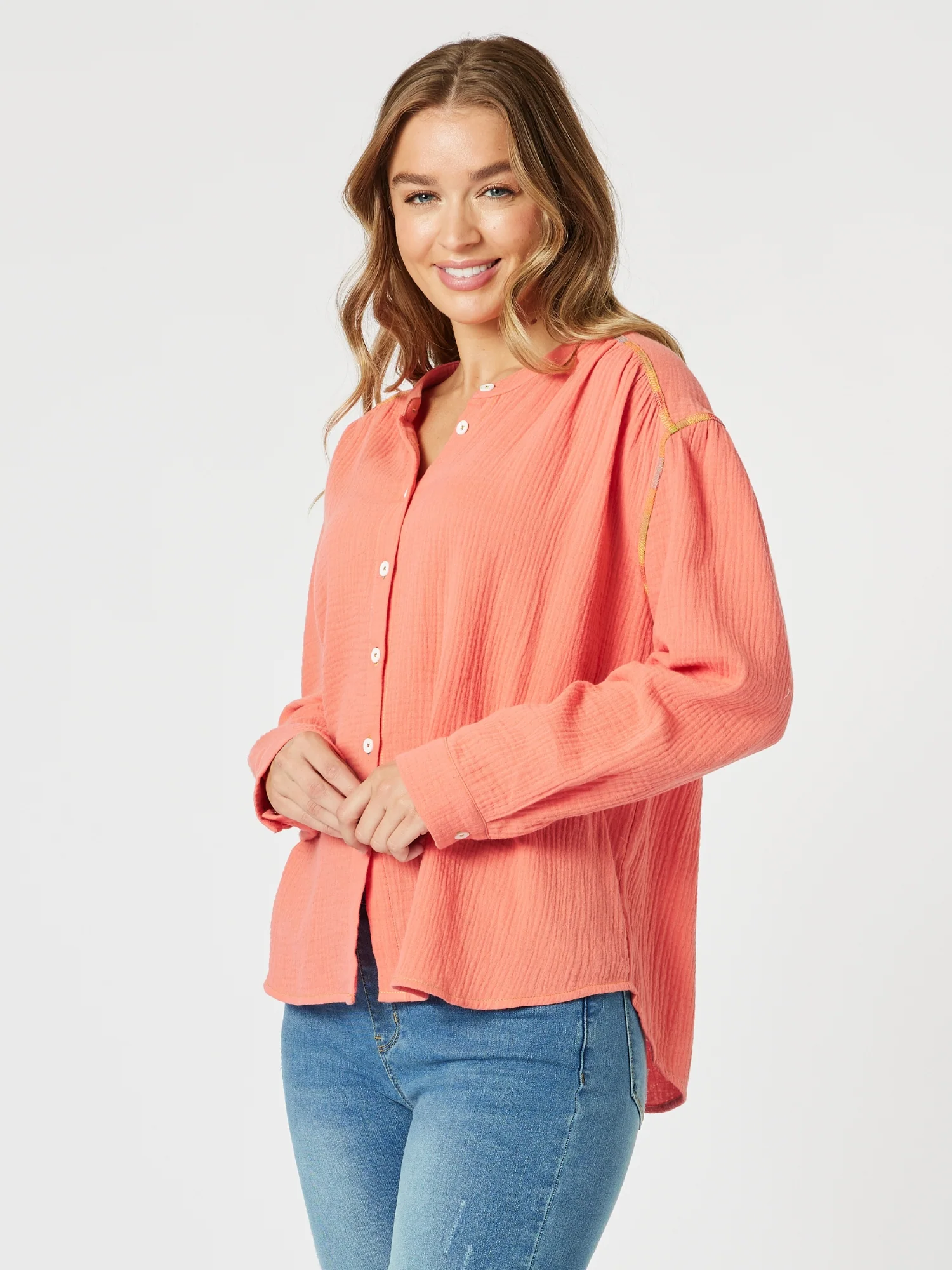 Rainbow Stitch Top - Mango