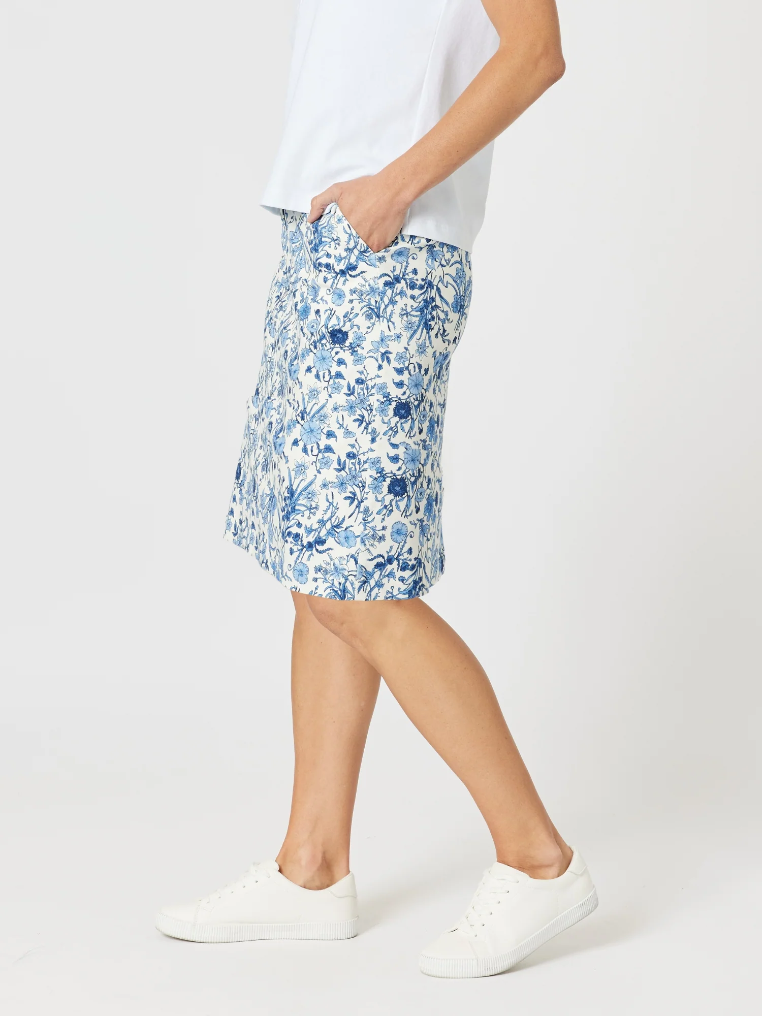 Alexandria Floral Print Skirt - Blue/White