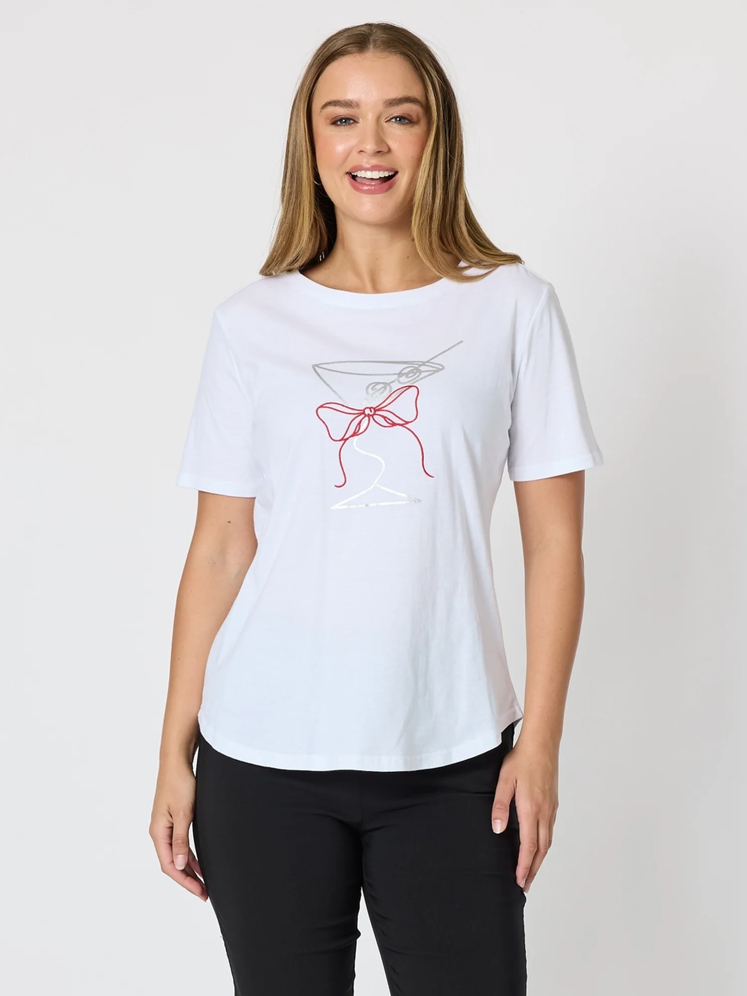 Martini Print Tee - White