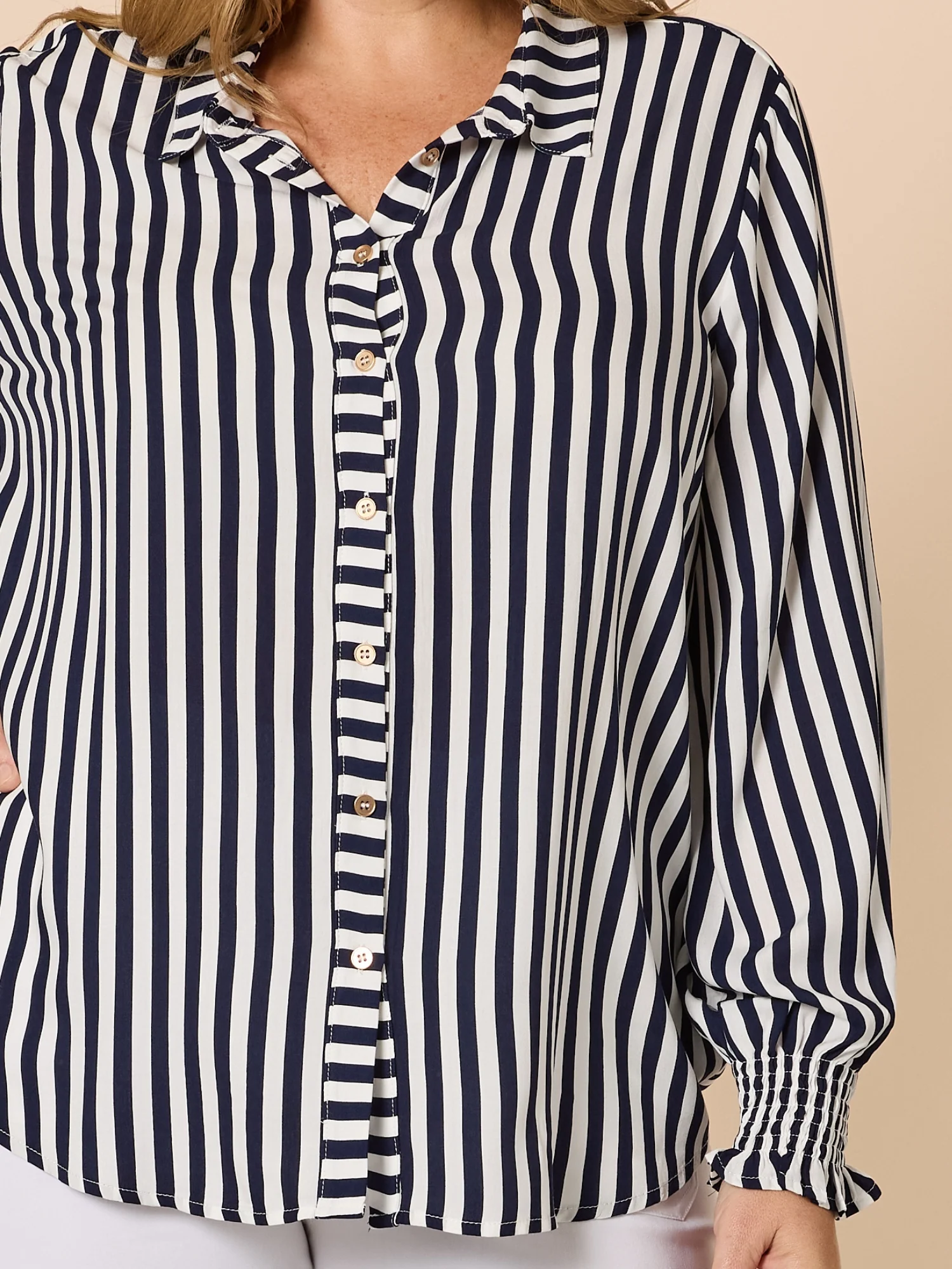 Soho Stripe Print Shirt - Navy/White