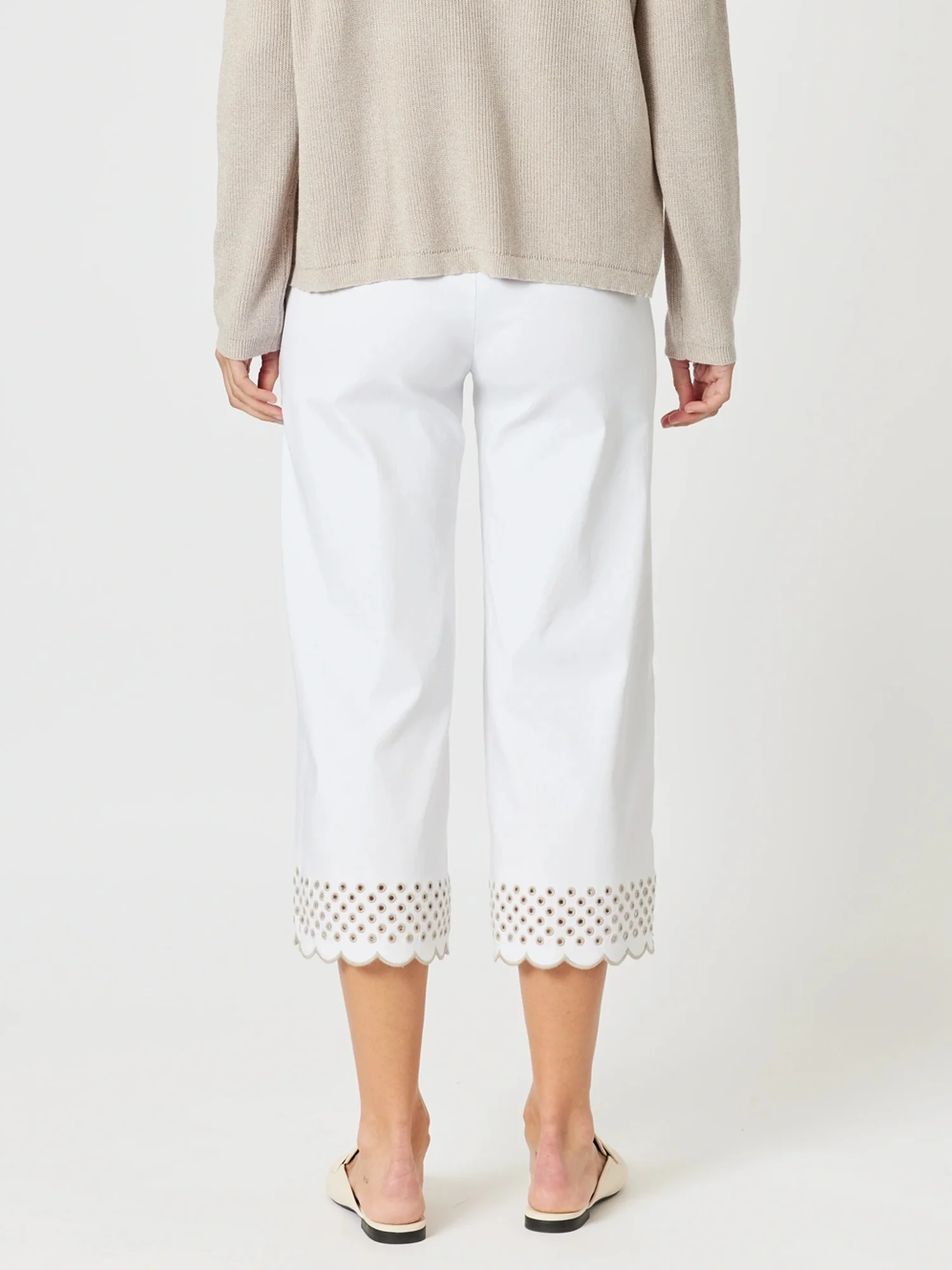 Scallop Hem Pant - White/Natural