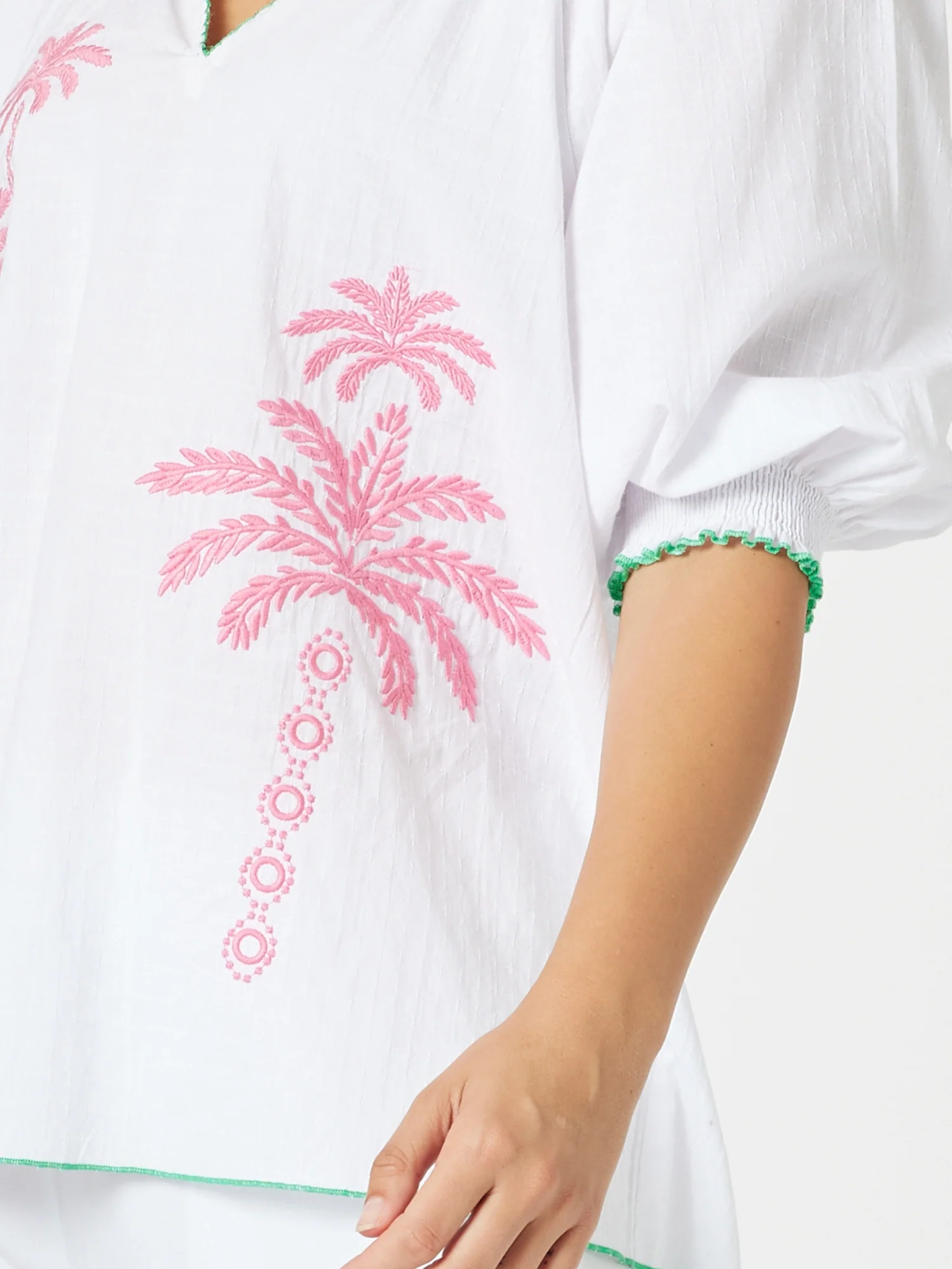 Pina Colada Embroidered Top - White/Pink
