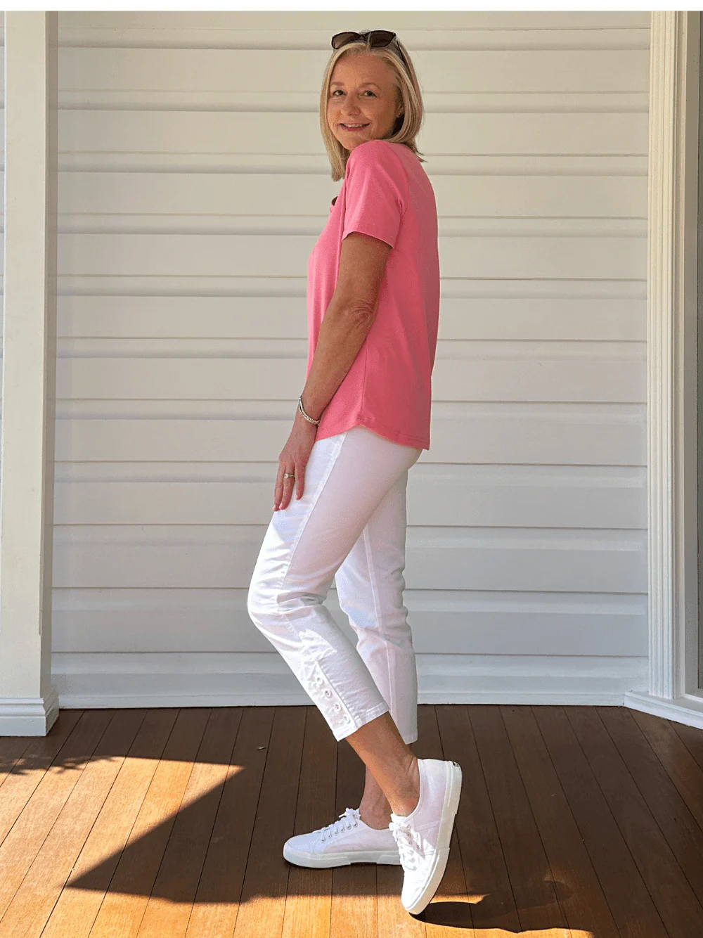 Charlie Cotton Twill Stretch Capri Pant - White