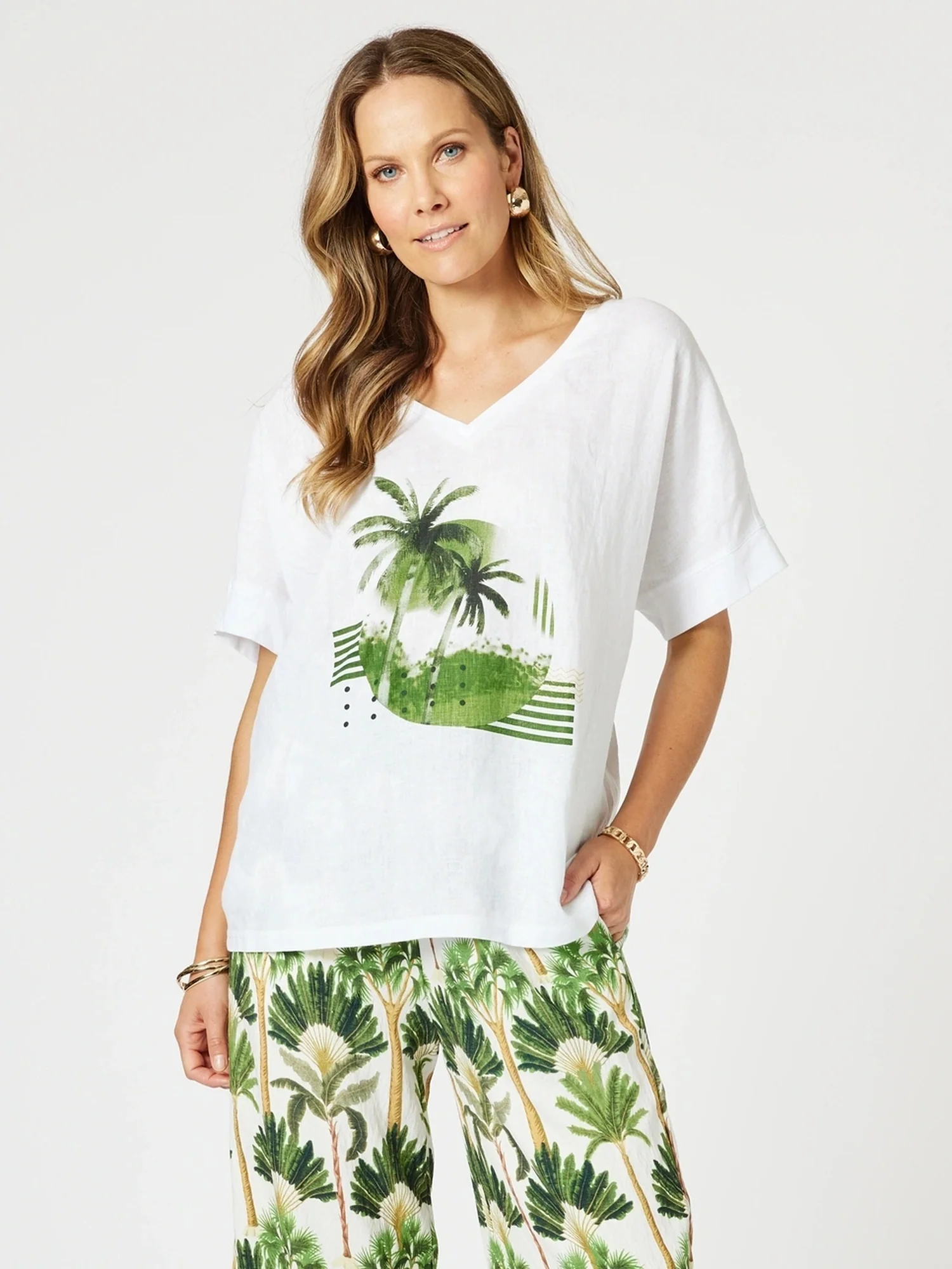 Amazon Rainforest Print Top - White