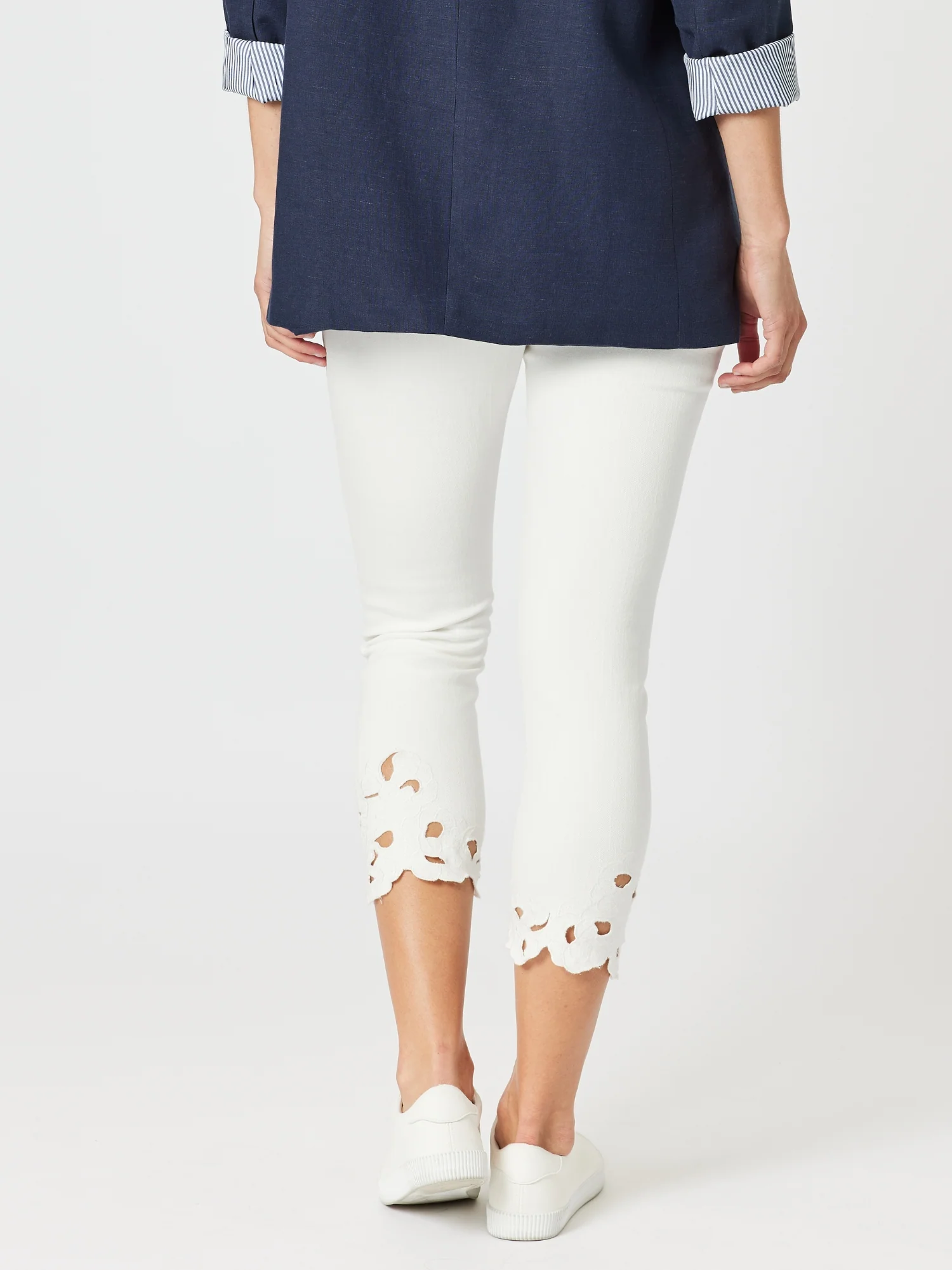 Isla Embroidered Straight Leg Jean - White
