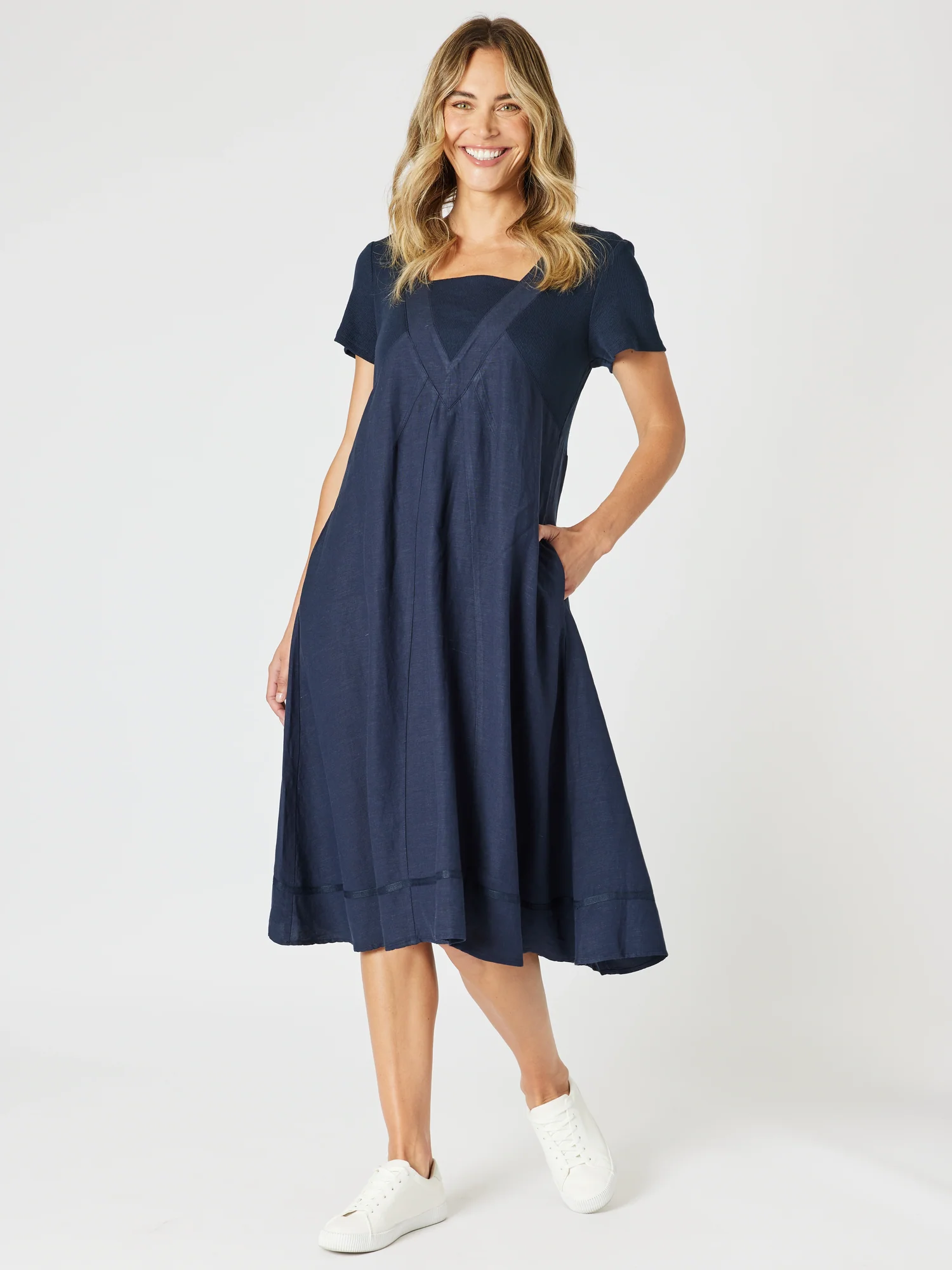 Lino Le Marais Dress - Navy