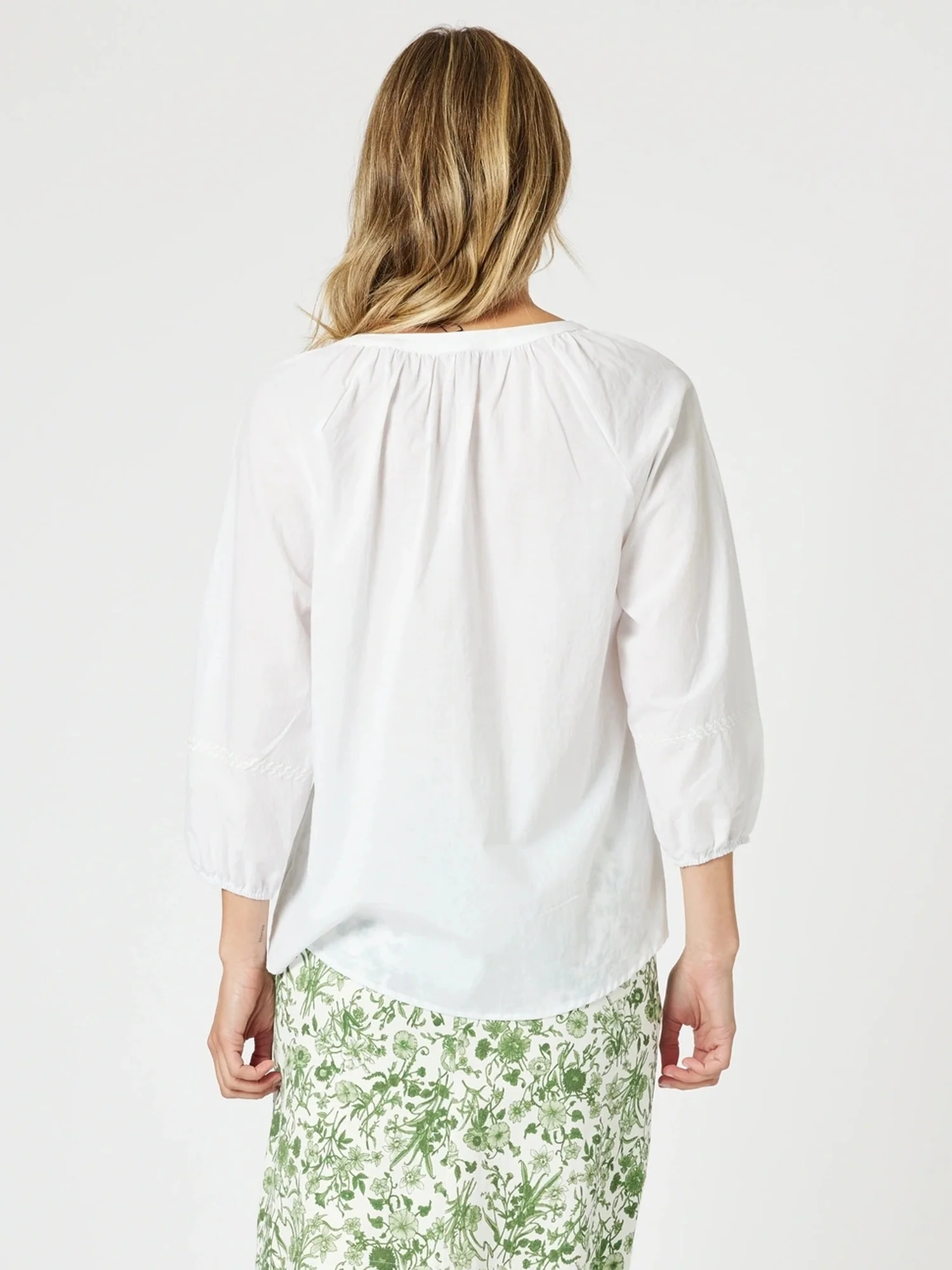 Coastal Embroidery Sheer Top - White