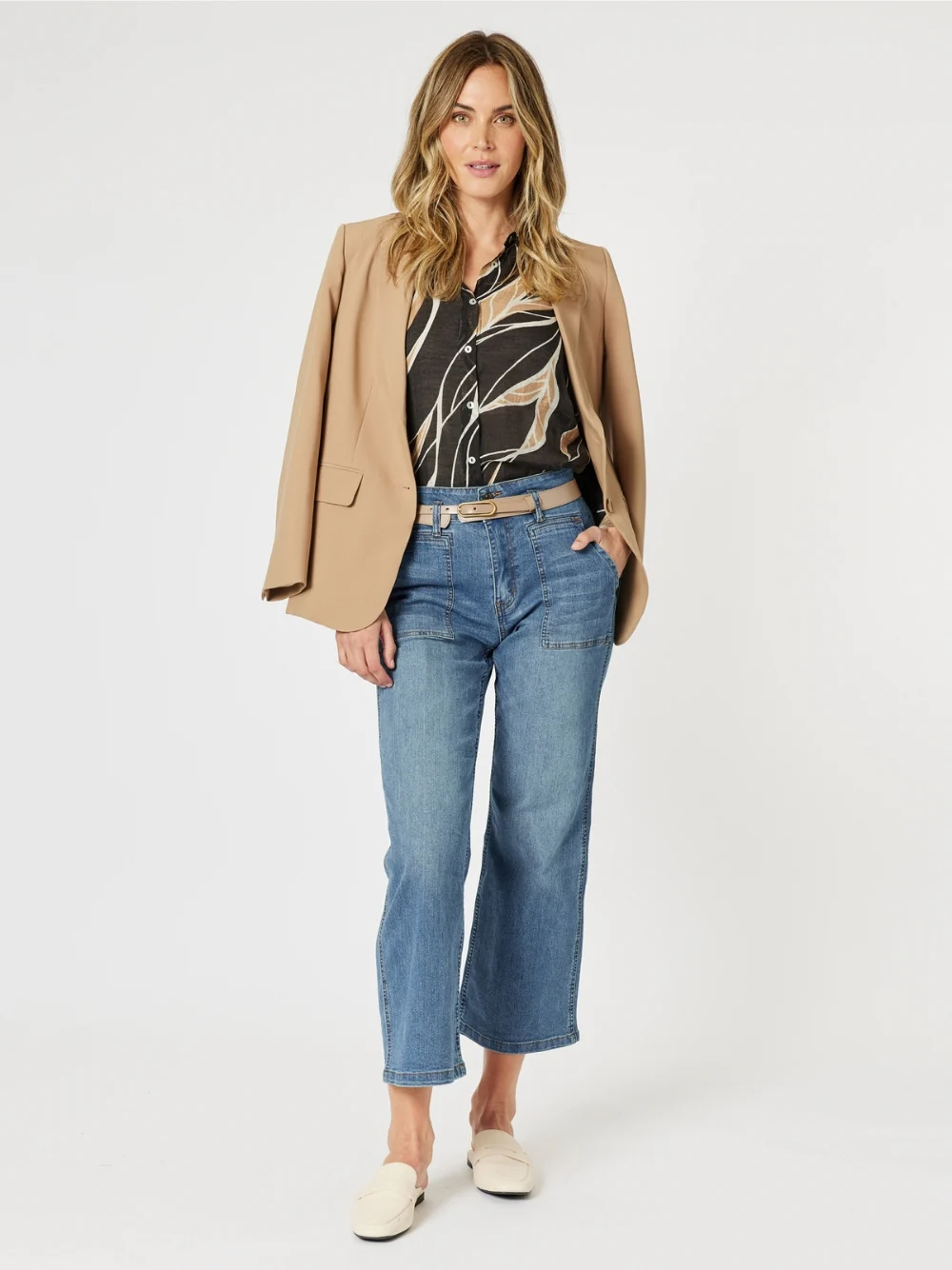 Wellington Print Sheer Shirt - Caramel