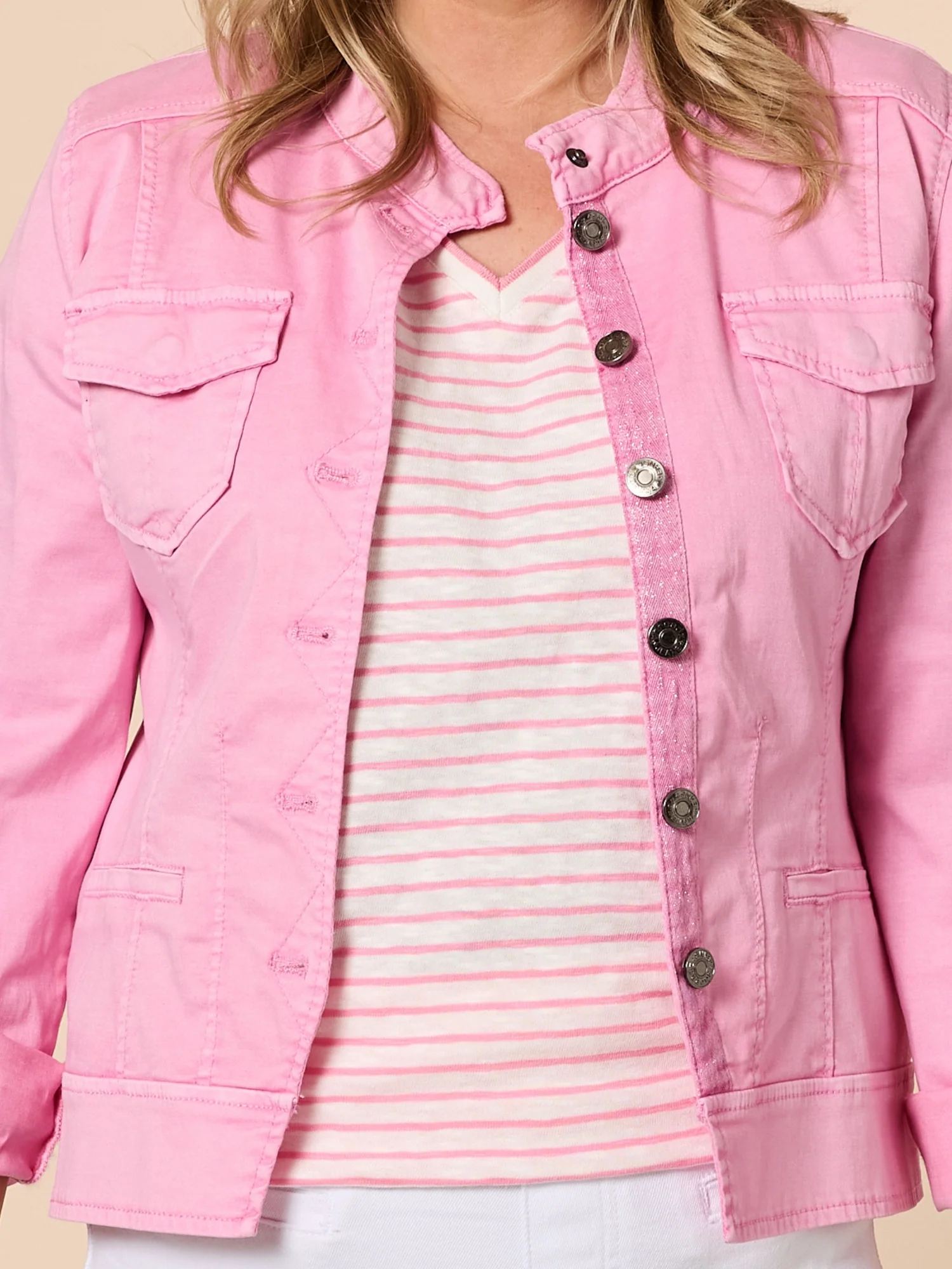 Maggie Denim Jacket - Flamingo