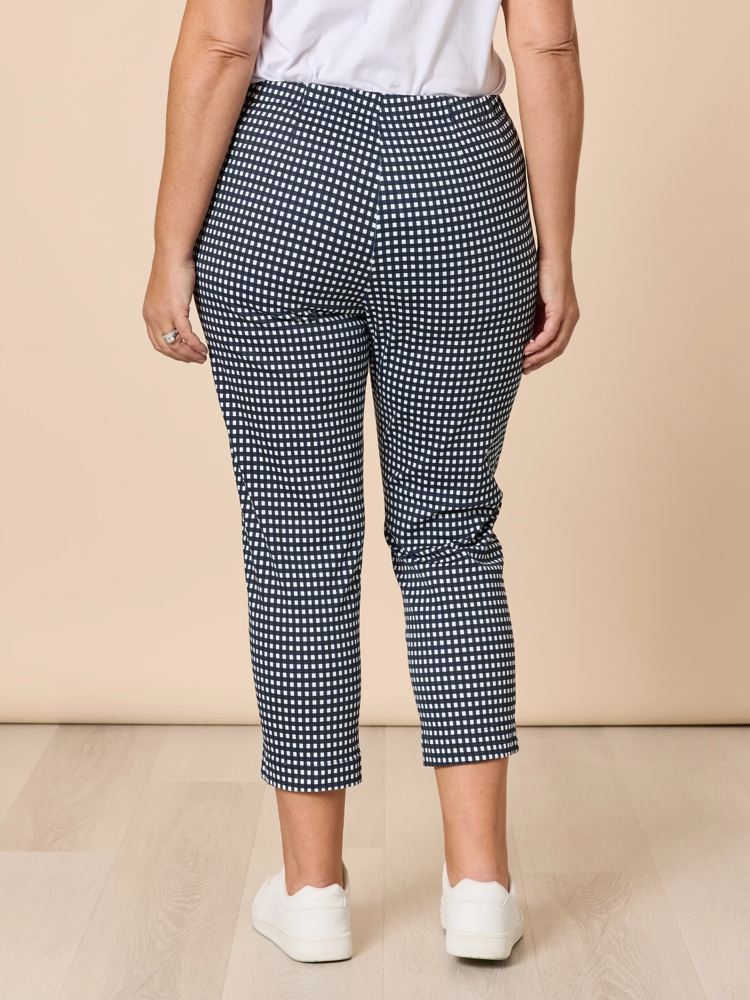 Alexis Gingham Print Pant - Navy