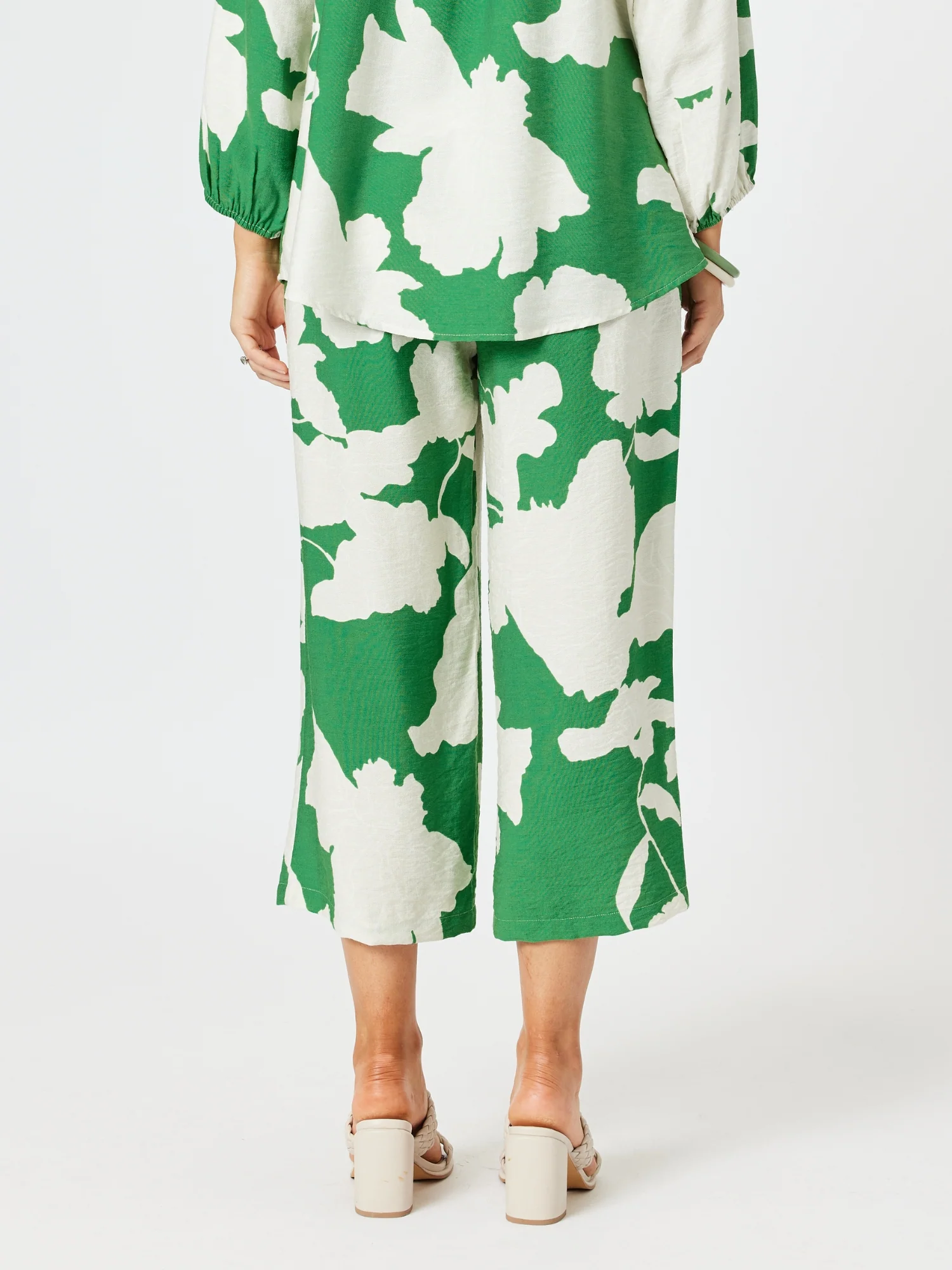 Barcelona Floral Print Wide Leg Pant - Elm Natural