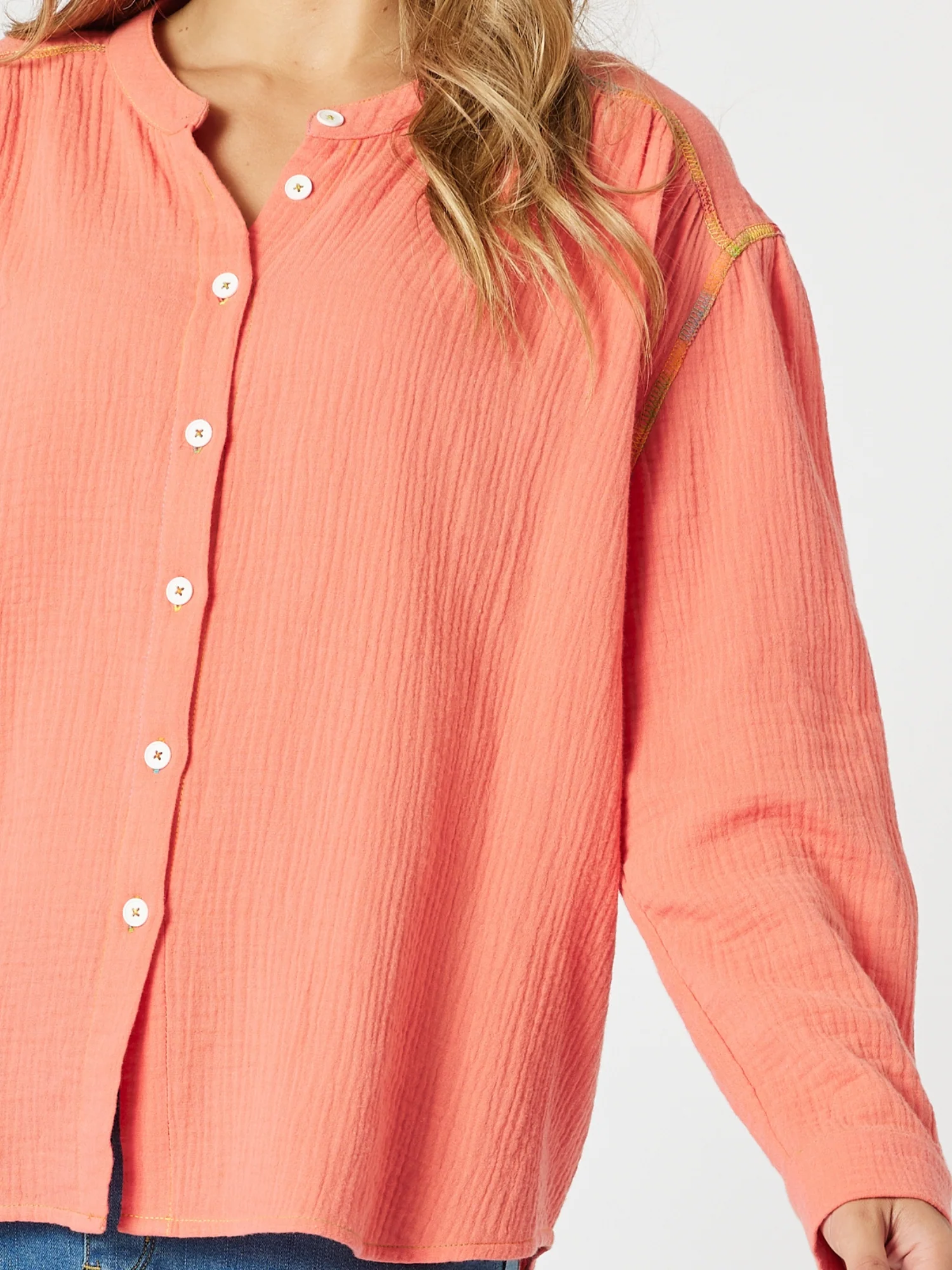 Rainbow Stitch Top - Mango