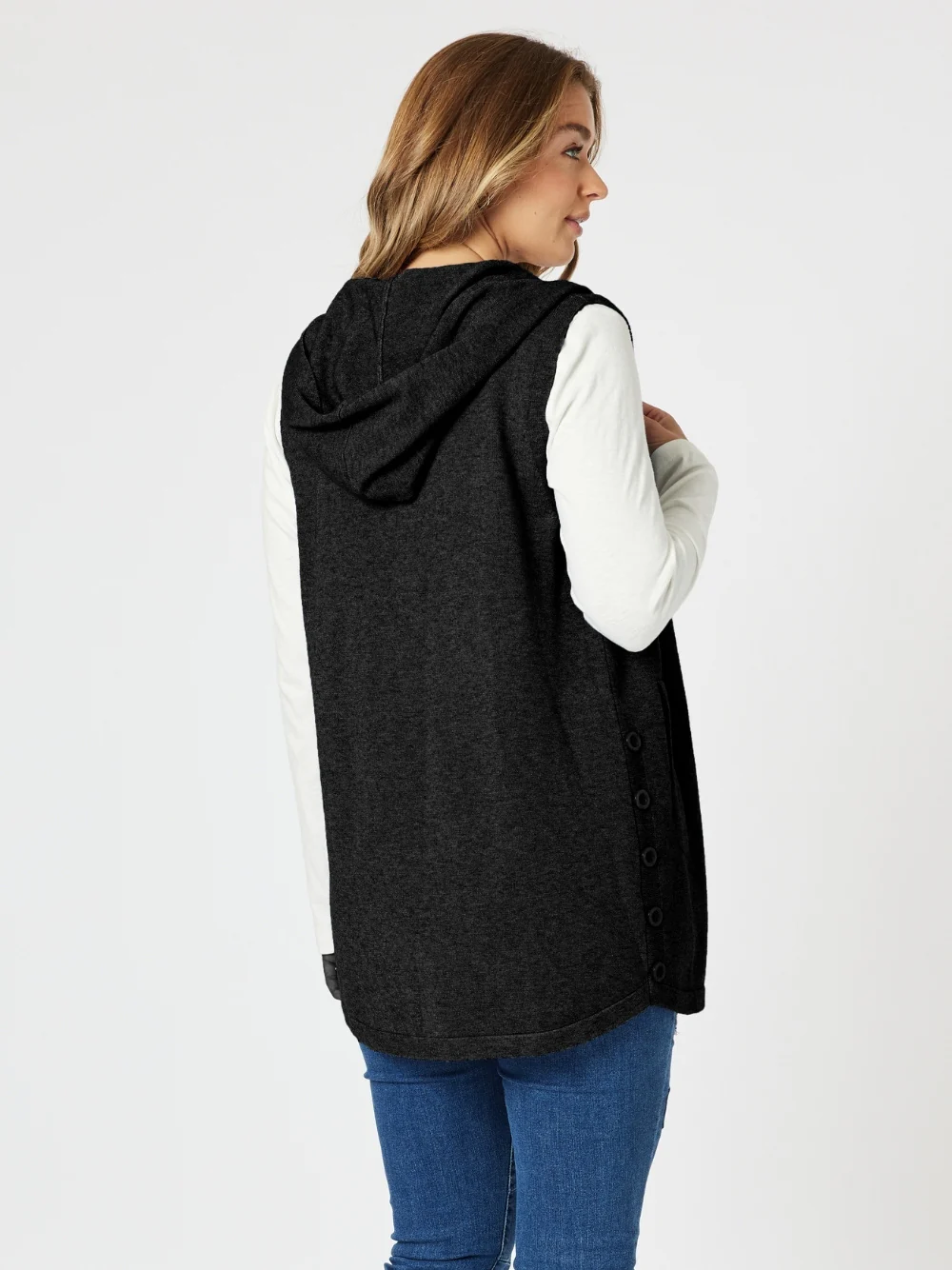 Ollie Side Button Vest - Black