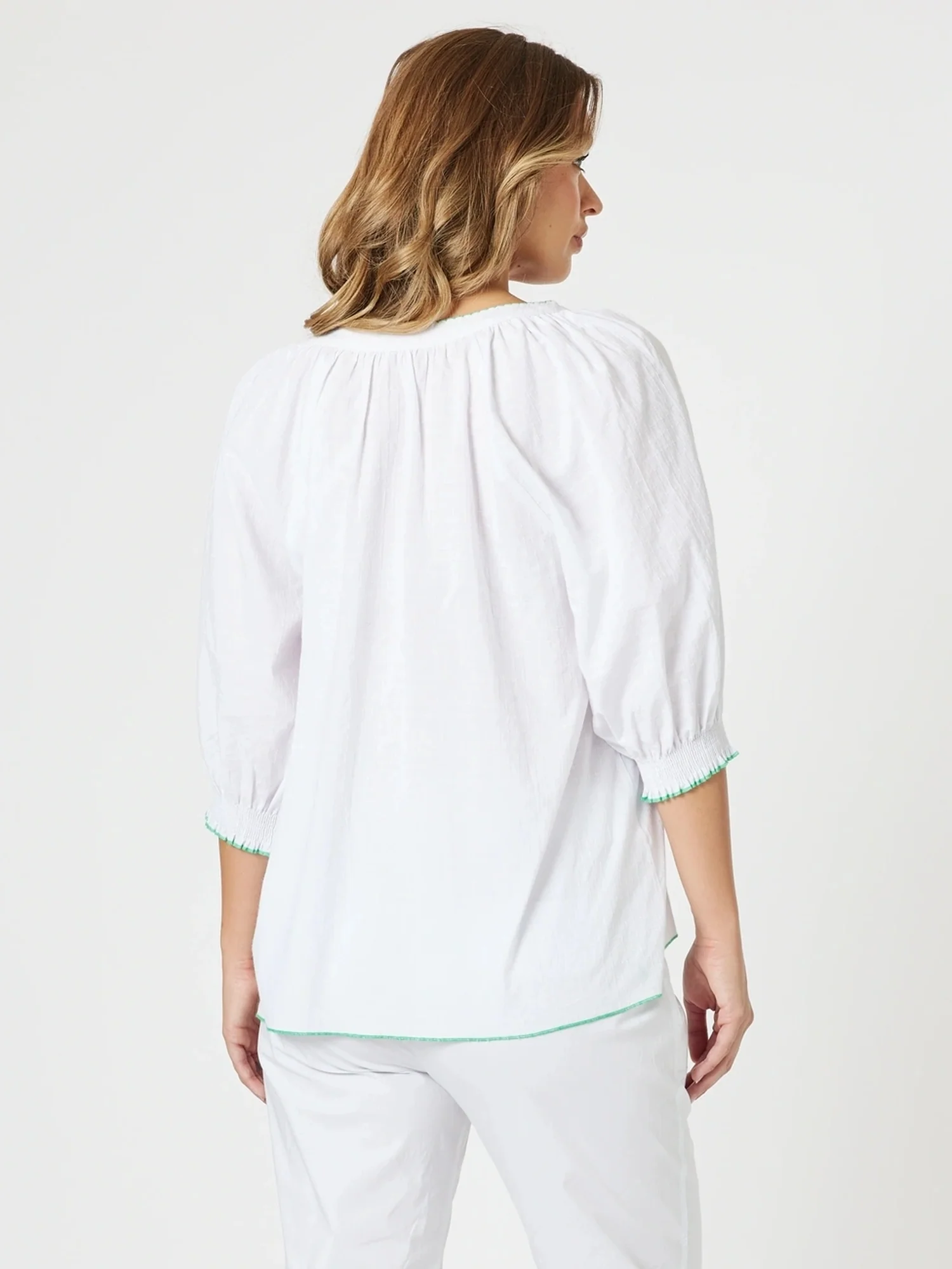 Pina Colada Embroidered Top - White/Pink
