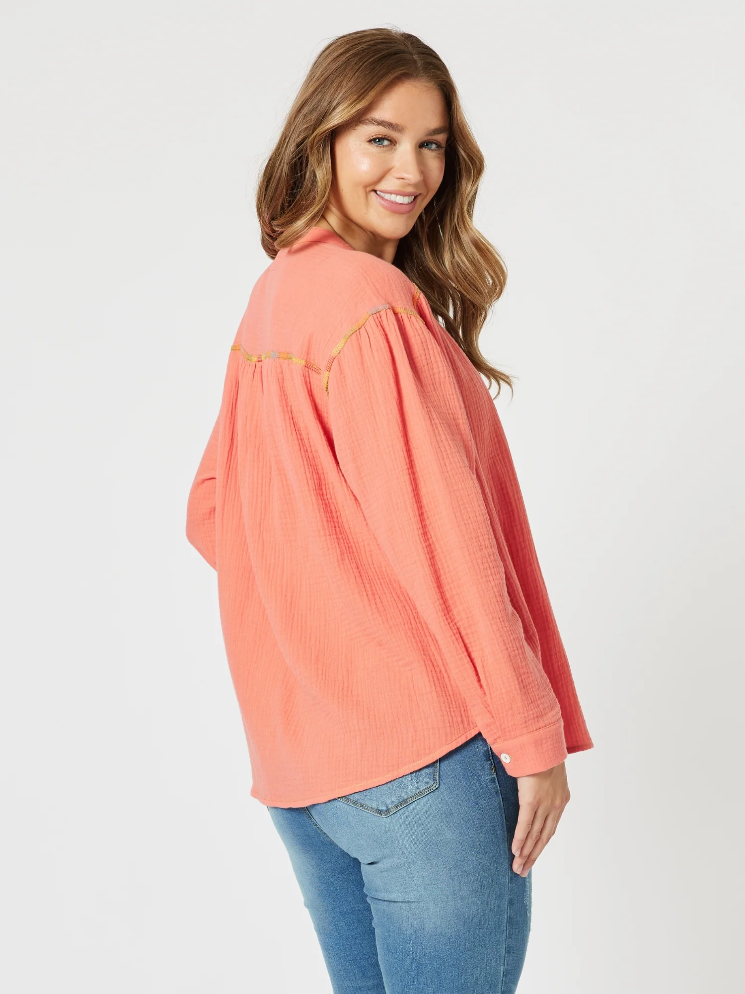 Rainbow Stitch Top - Mango