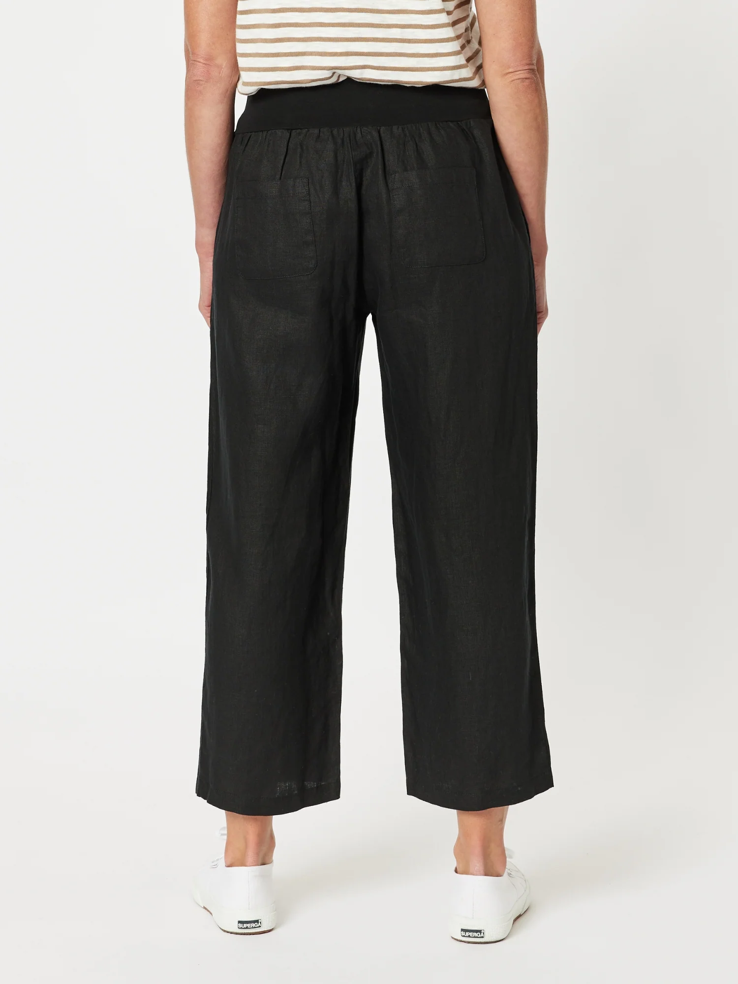 Lara Linen Wide Leg Pant - Black
