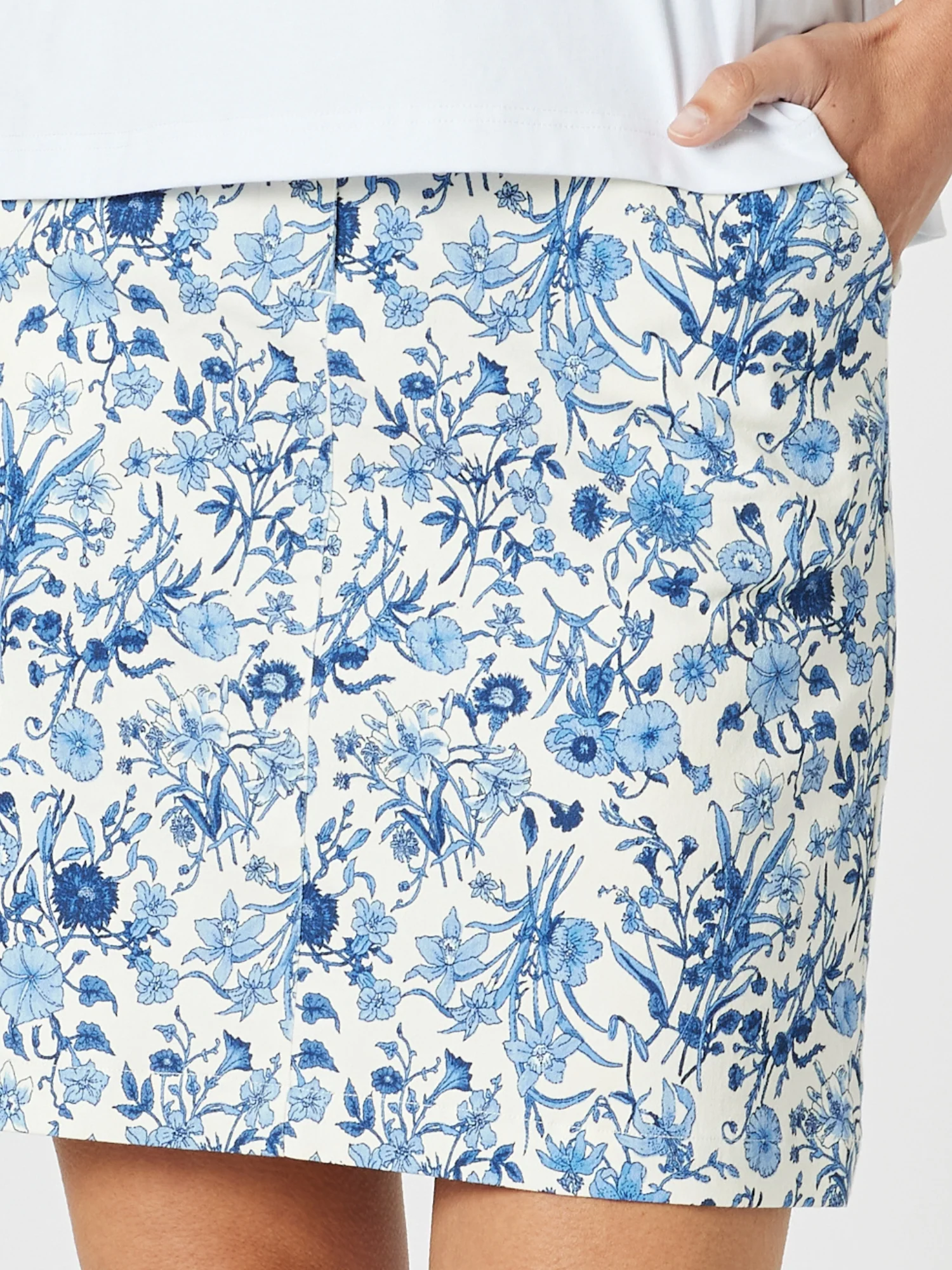 Alexandria Floral Print Skirt - Blue/White