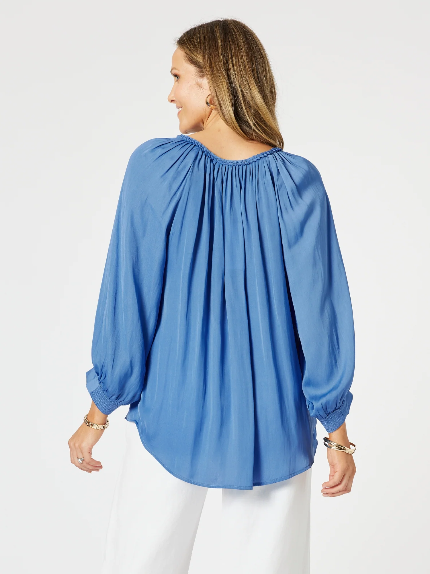 Lux Plait Top - Pacific Blue