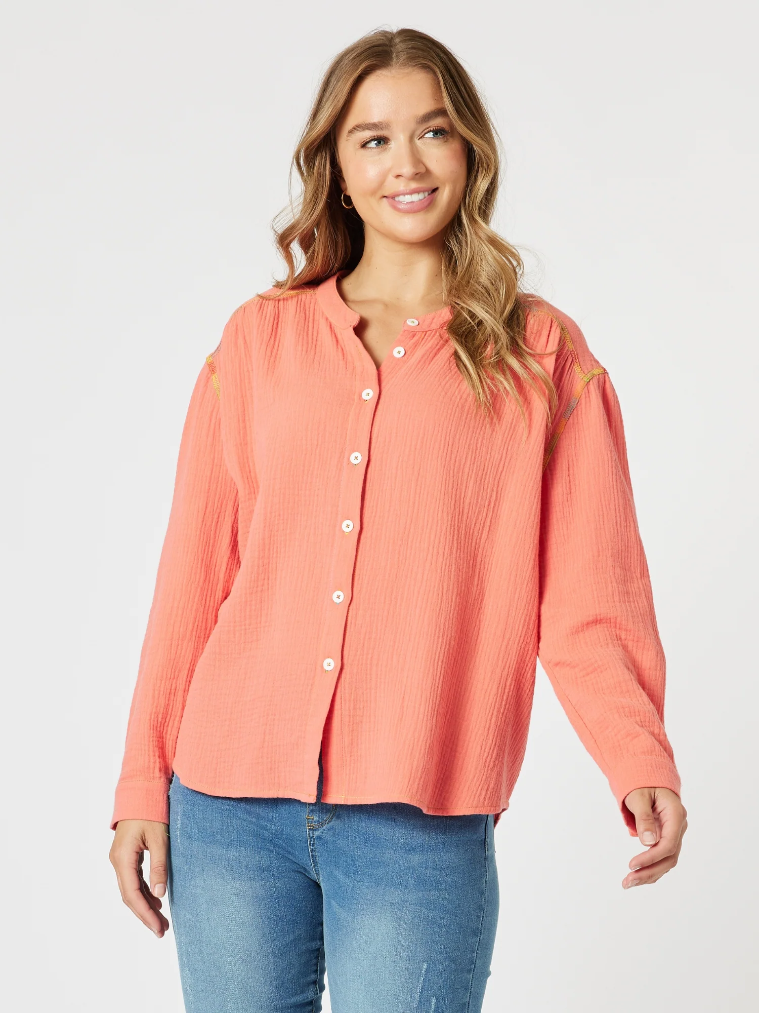 Rainbow Stitch Top - Mango