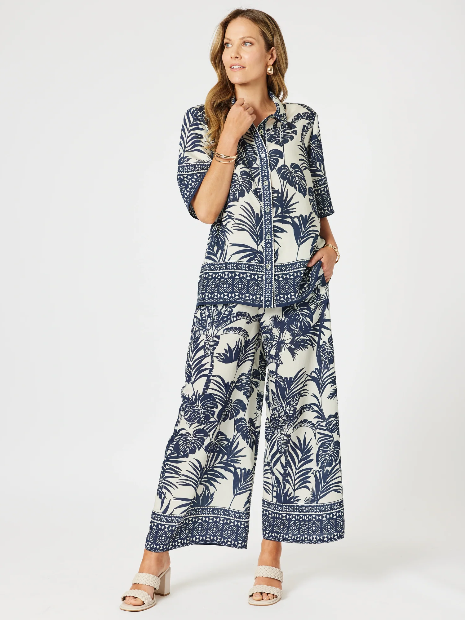 Palm Cove Print Shirt - Navy Multi