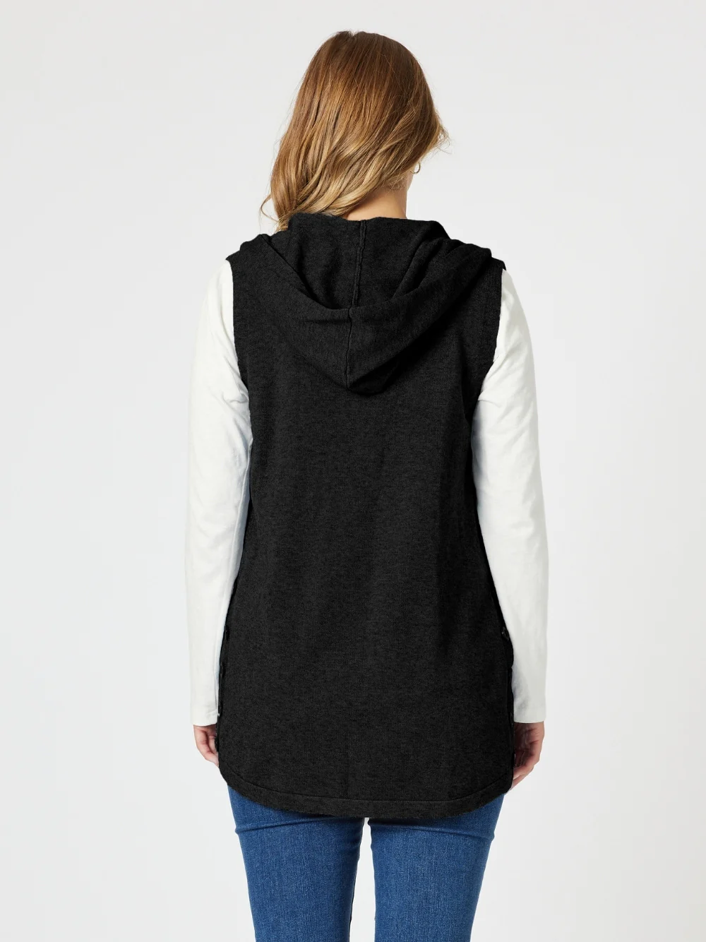 Ollie Side Button Vest - Black