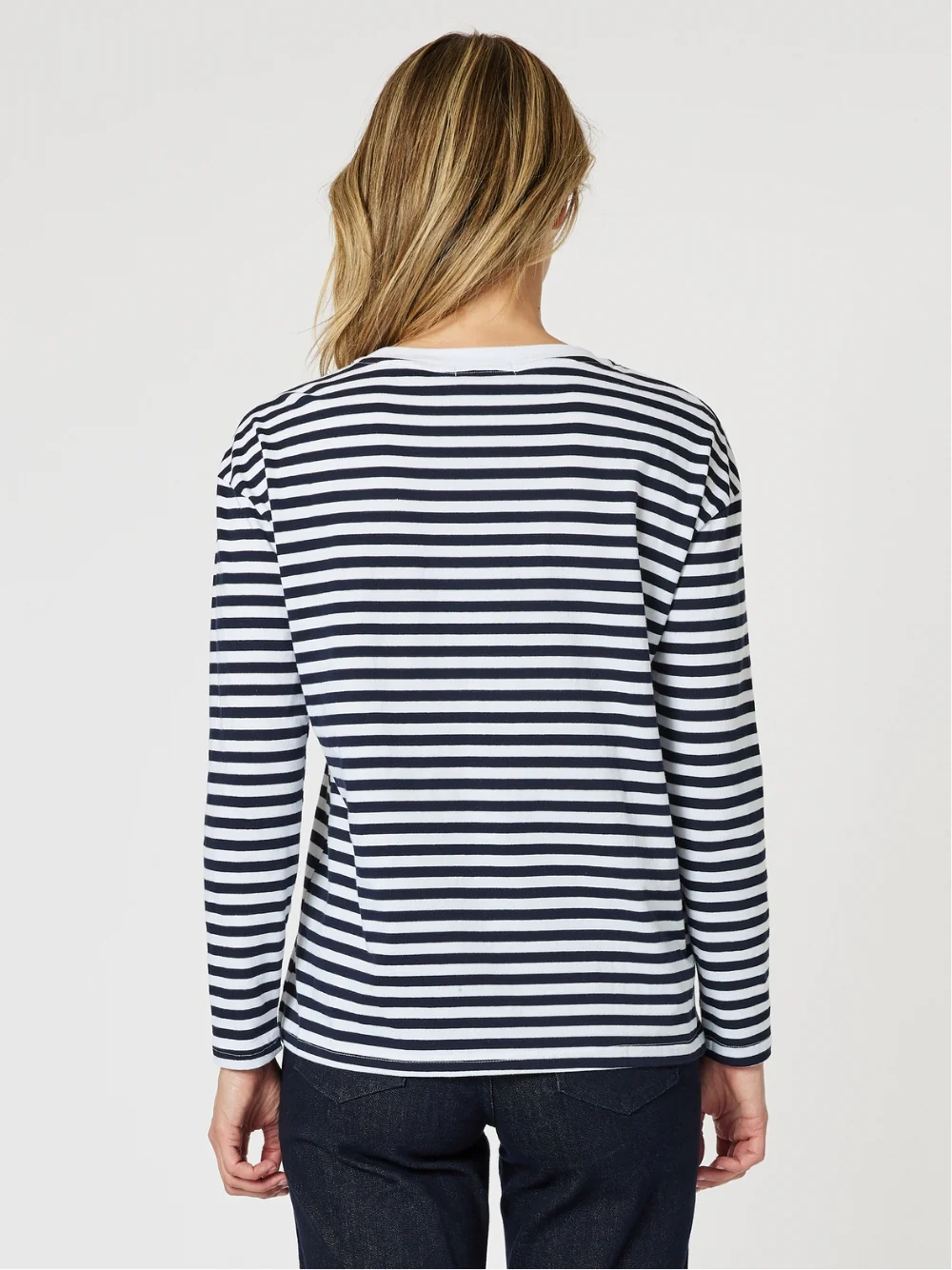 Saint Tropez Stripe Print Long Sleeve Tee - Navy/White