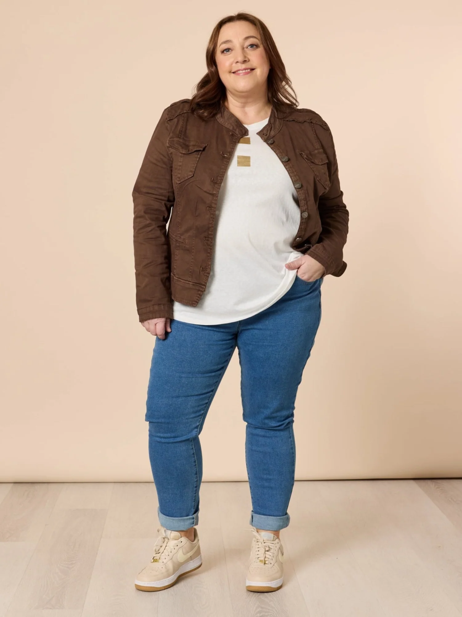 Military Denim Jacket - Chocolate